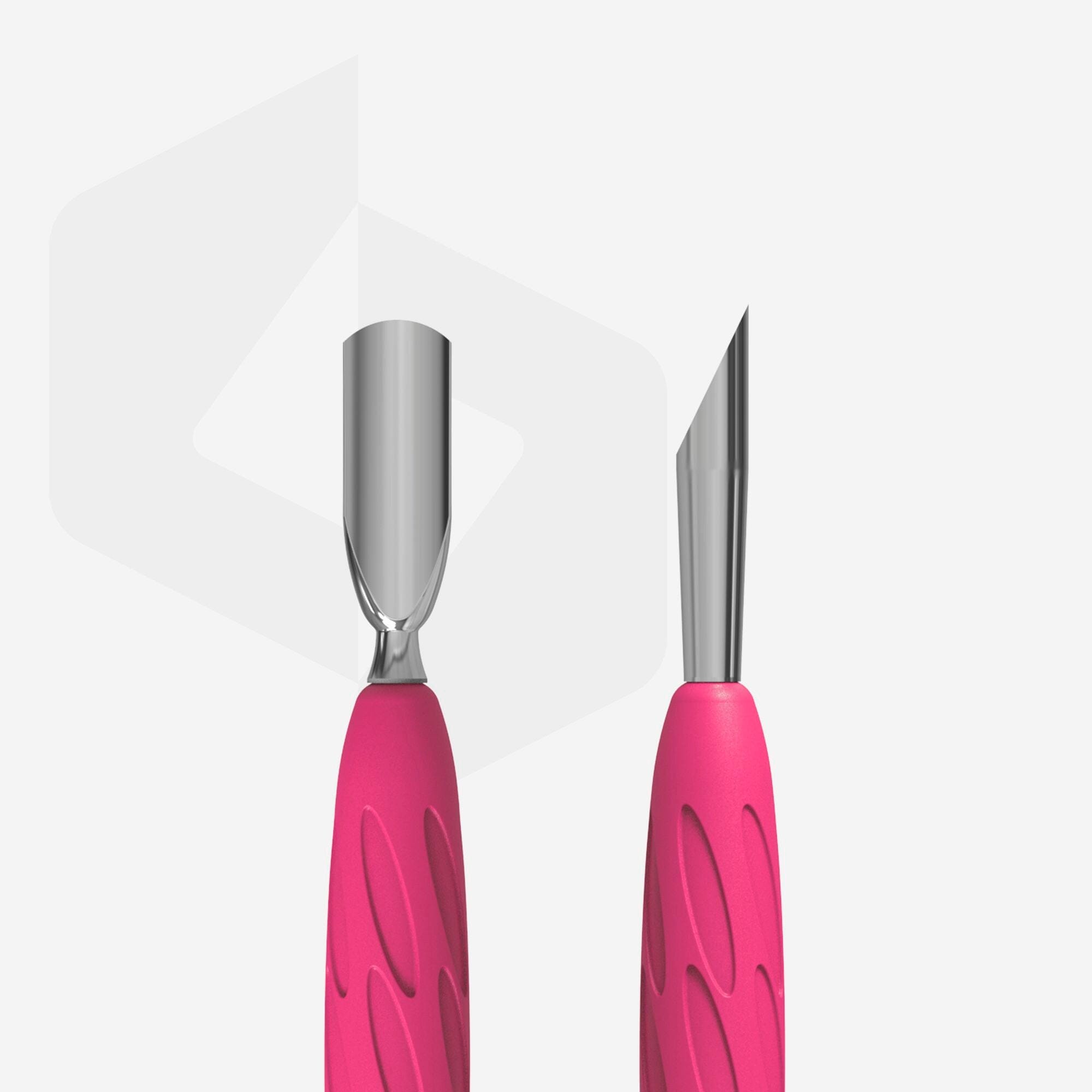 Staleks Gummy Silicone Handle Manicure Pusher Set - Narrow Rounded & Slanted Cuticle Pushers for Professional Nail Care | Perfect for Home & Salon Use