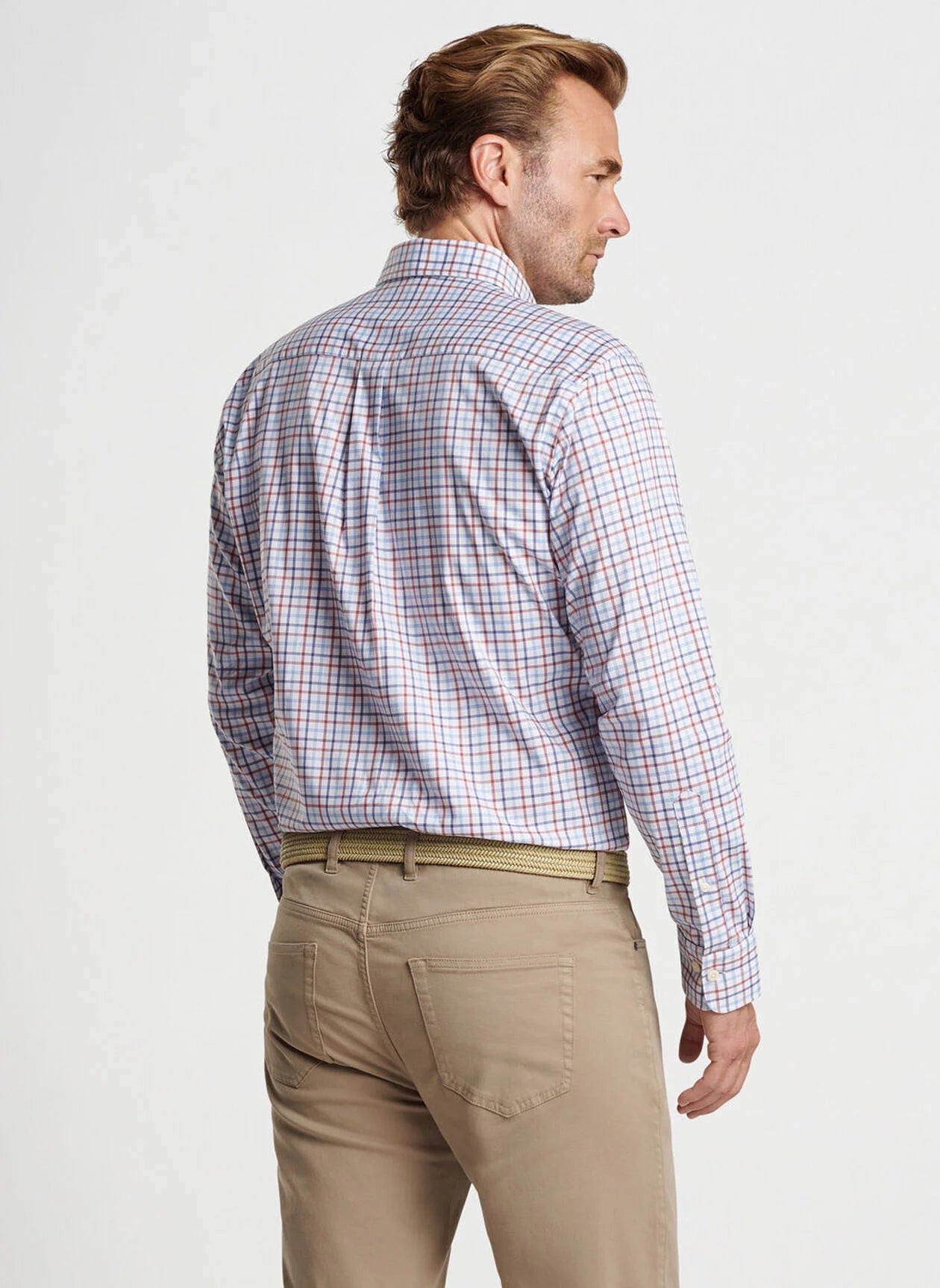PETER MILLAR Men's Check Long Sleeve Button Down Shirt - Classic Plaid Dress Shirt for Business Casual & Office Wear