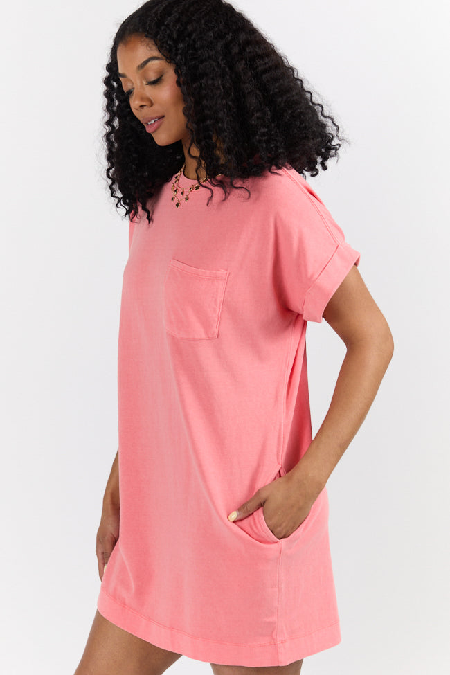 Coral T-Shirt Dress for Women - Soft & Comfortable Casual Summer Dress - Perfect for Beach, Travel, and Everyday Wear