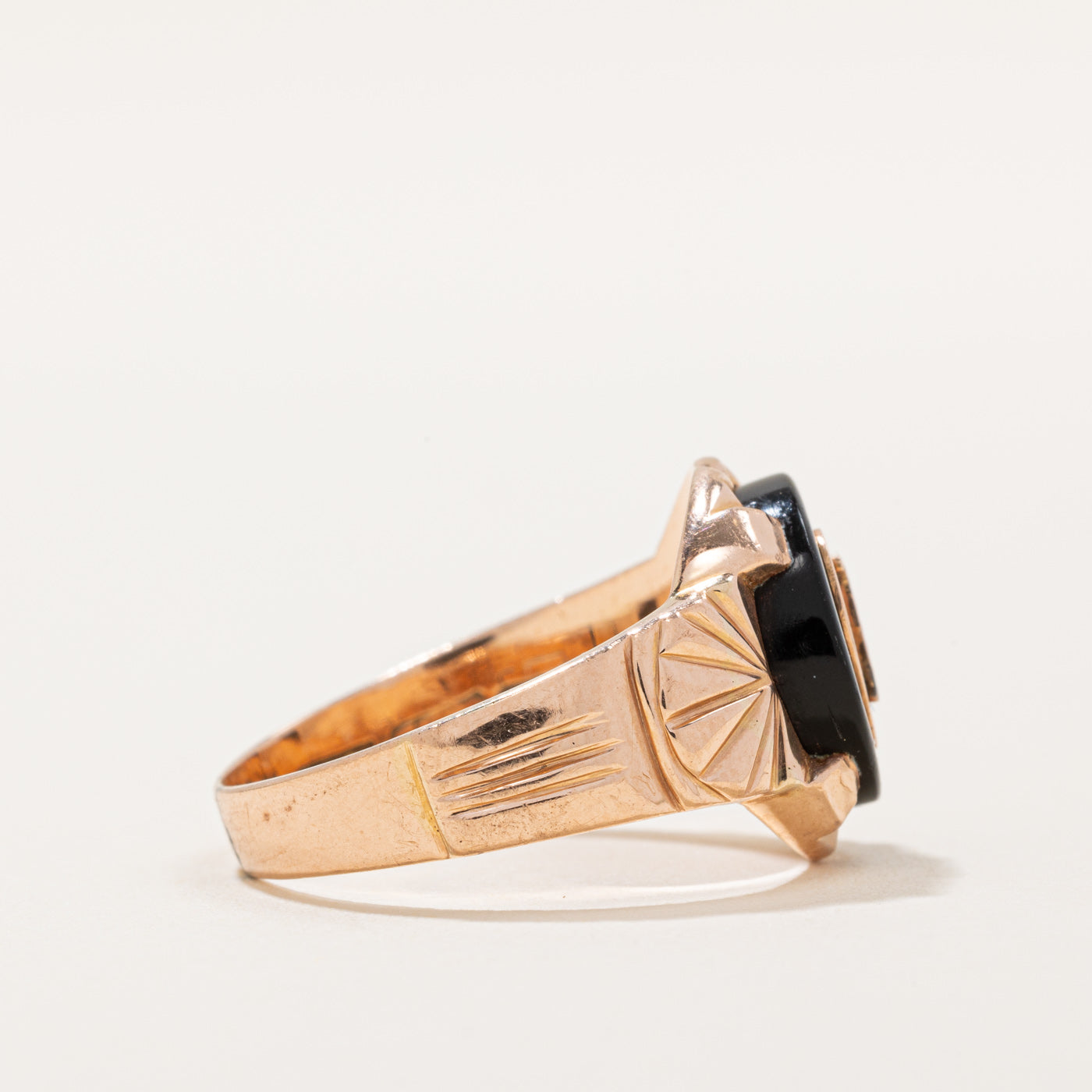 Black Onyx Initial Ring with 