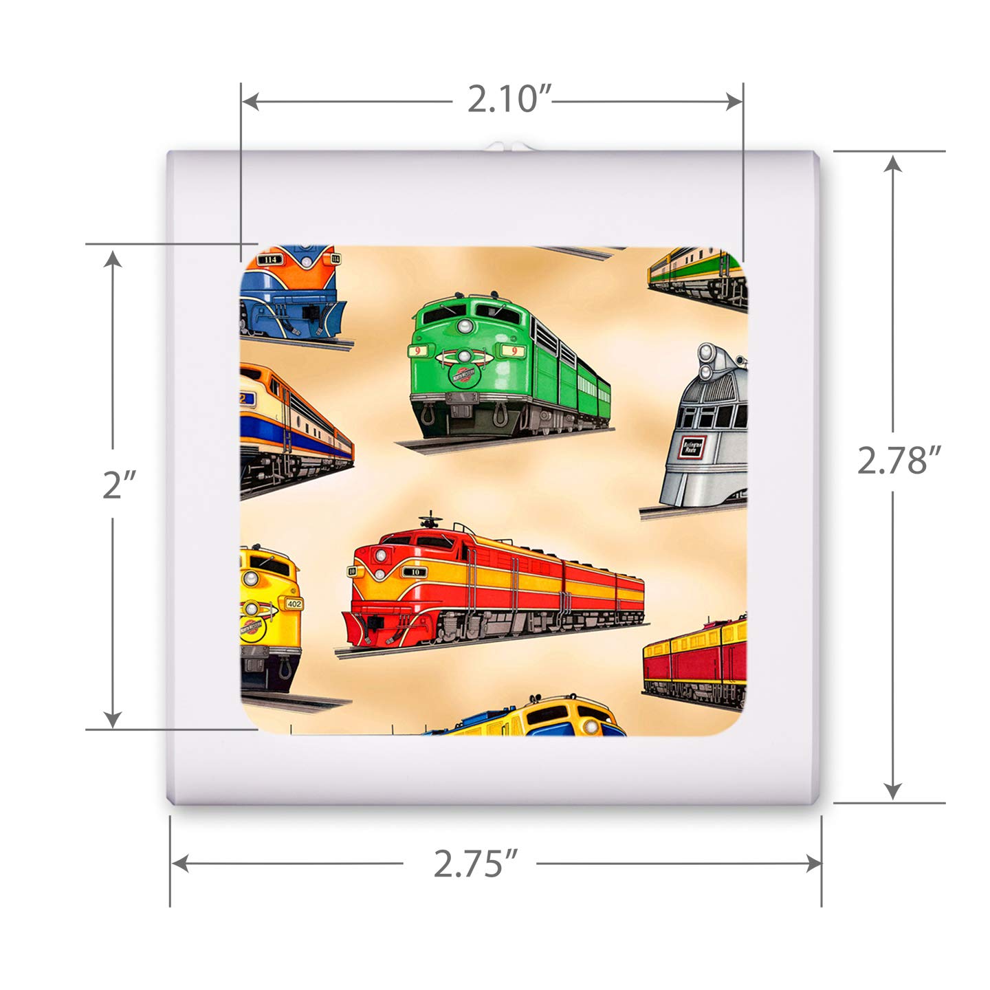 Dimmable LED Night Light with Auto On/Off Sensor - Adjustable Brightness Warm White for Bathroom, Hallway, Nursery & Bedrooms - Diesel Train Design by Dan Morris - Perfect for Kids' Rooms, Stairways & Nighttime Safety