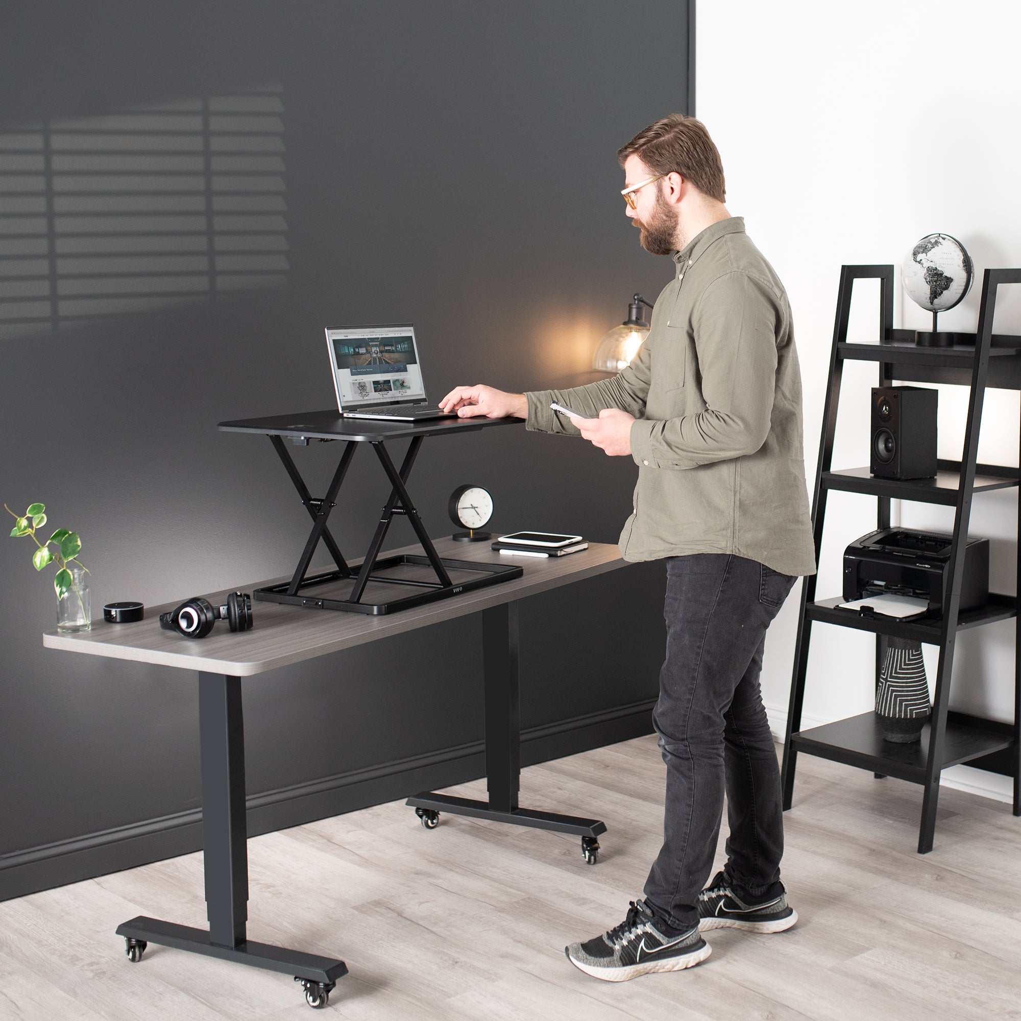 Adjustable Single Top Standing Desk Converter - Ergonomic Riser for Home & Office Workspace - Perfect for Laptops, Monitors & Keyboard Setup