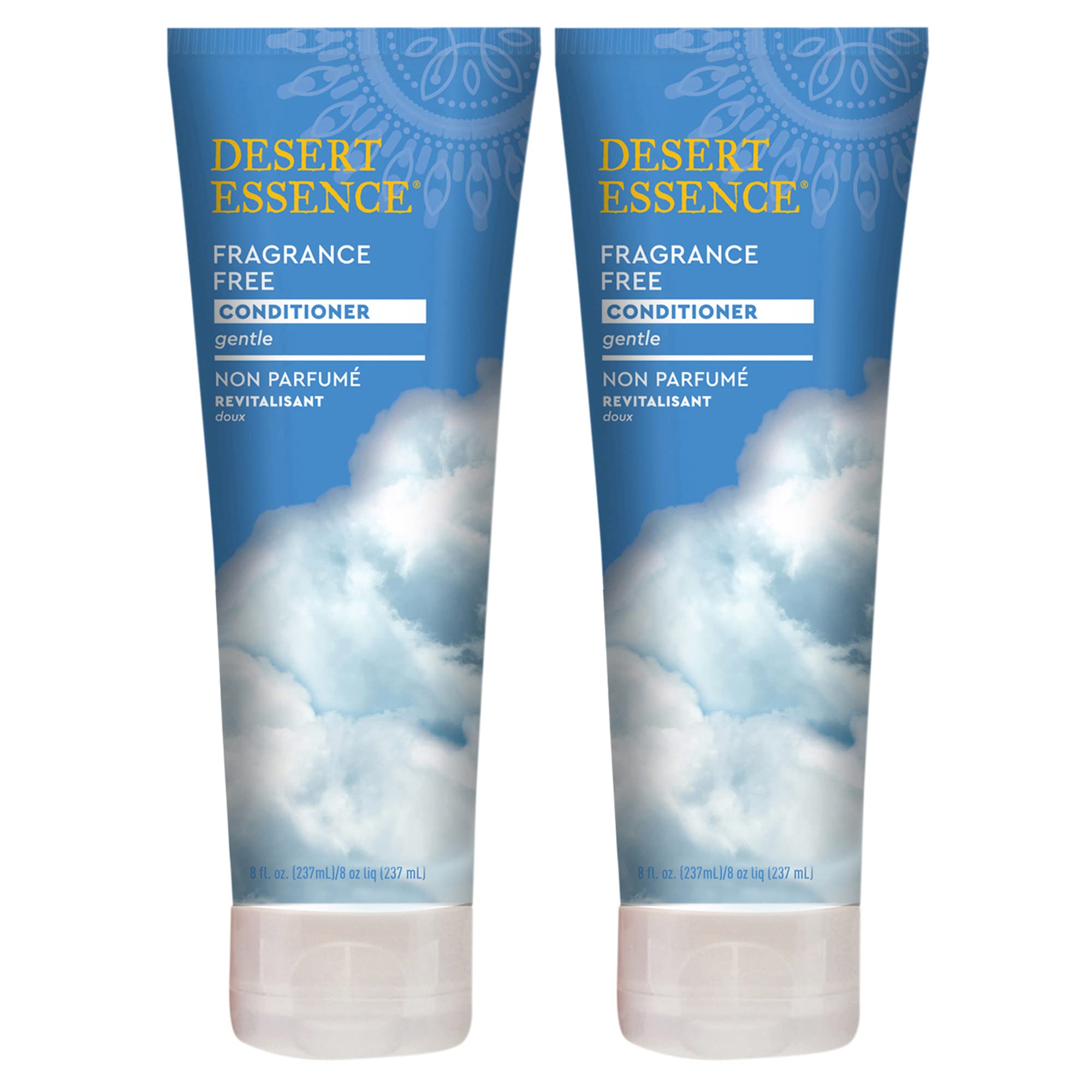 Desert Essence Fragrance Free Conditioner - Pure & Natural Hair Care - 8 Fl Oz (Pack of 2) - Gloss, Shine, Smooth & Soften Hair - No Oil Residue - Enriched with Antioxidants, Green Tea, Jojoba Oil & Vitamin B5 - Perfect for Daily Hair Hydration & Repair - Ideal for Sensitive Scalp & All Hair Types