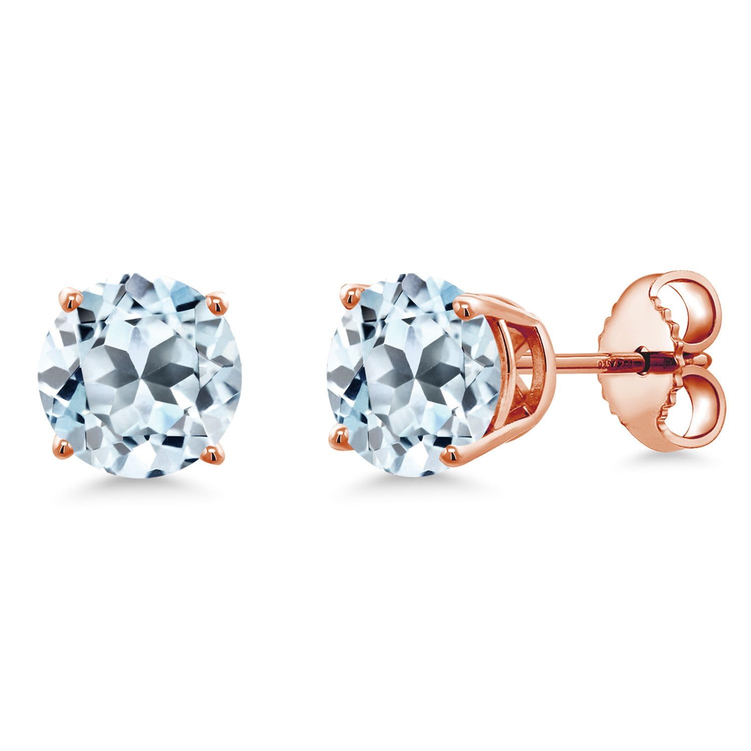 Gem Stone King 18K Rose Gold Plated Sterling Silver 6MM Round Birthstone Stud Earrings for Women & Men | Elegant Gift for Anniversary, Birthday & Everyday Wear