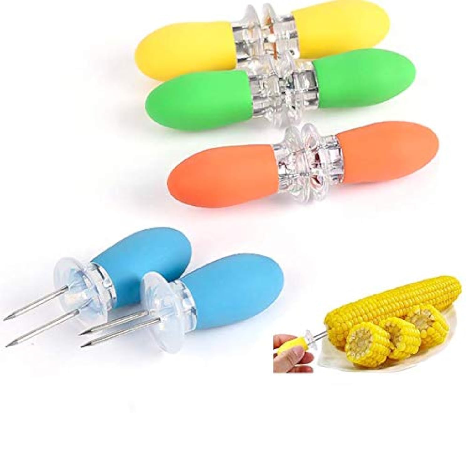 8 Pcs Stainless Steel BBQ Corn Holders - Multi-Functional Corn on the Cob Tools for Grilling, Picnics & Outdoor Cooking - Durable & Rust-Proof BBQ Accessories