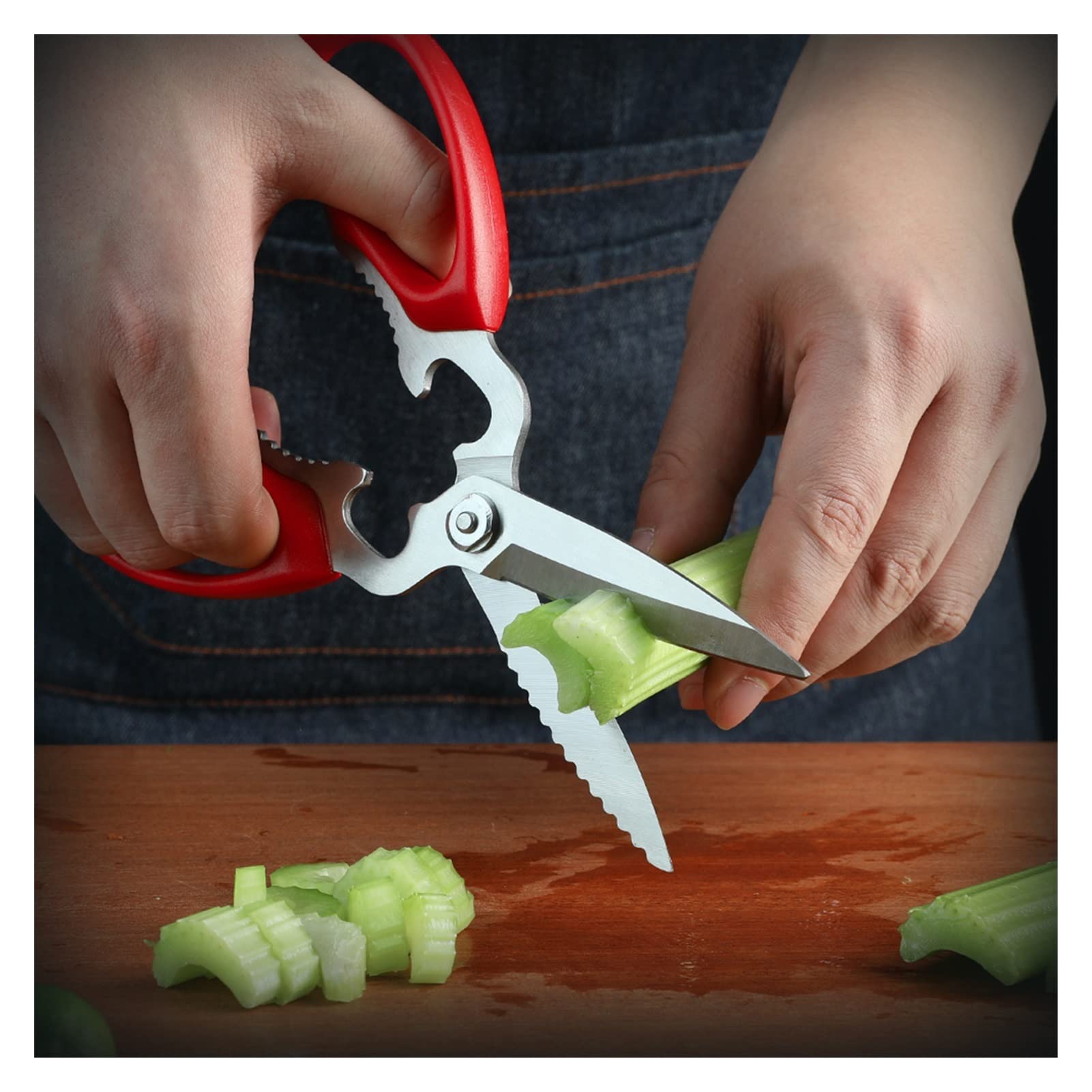 Premium Stainless Steel Kitchen Scissors - Heavy Duty Fruit & Vegetable Shears with Protective Cover | Magnetic Design for Easy Storage | Ideal for Cooking, Food Prep, and Crafting Projects