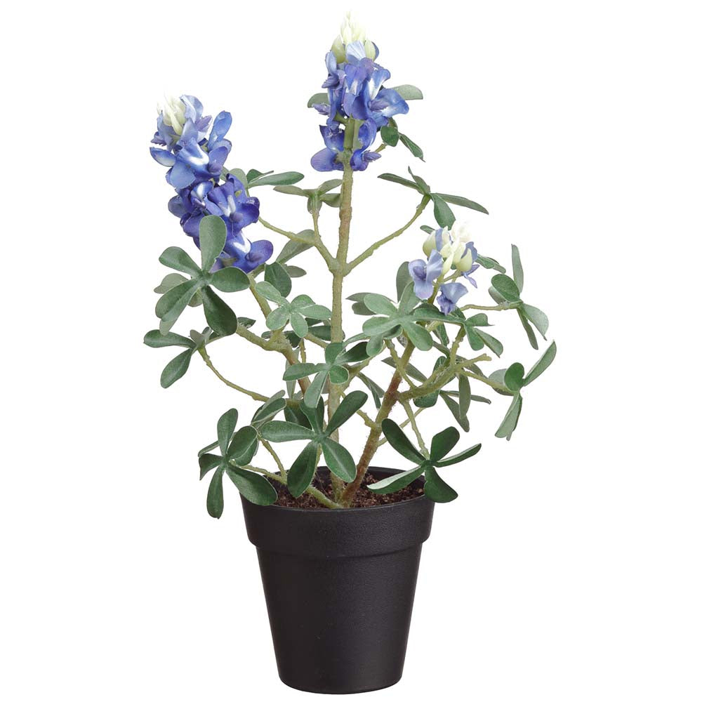 10 Pack Bluebonnet Silk Flower Arrangement with Decorative Pot - Realistic Artificial Floral Centerpiece for Home Decor, Wedding, Office, and Tabletop Display