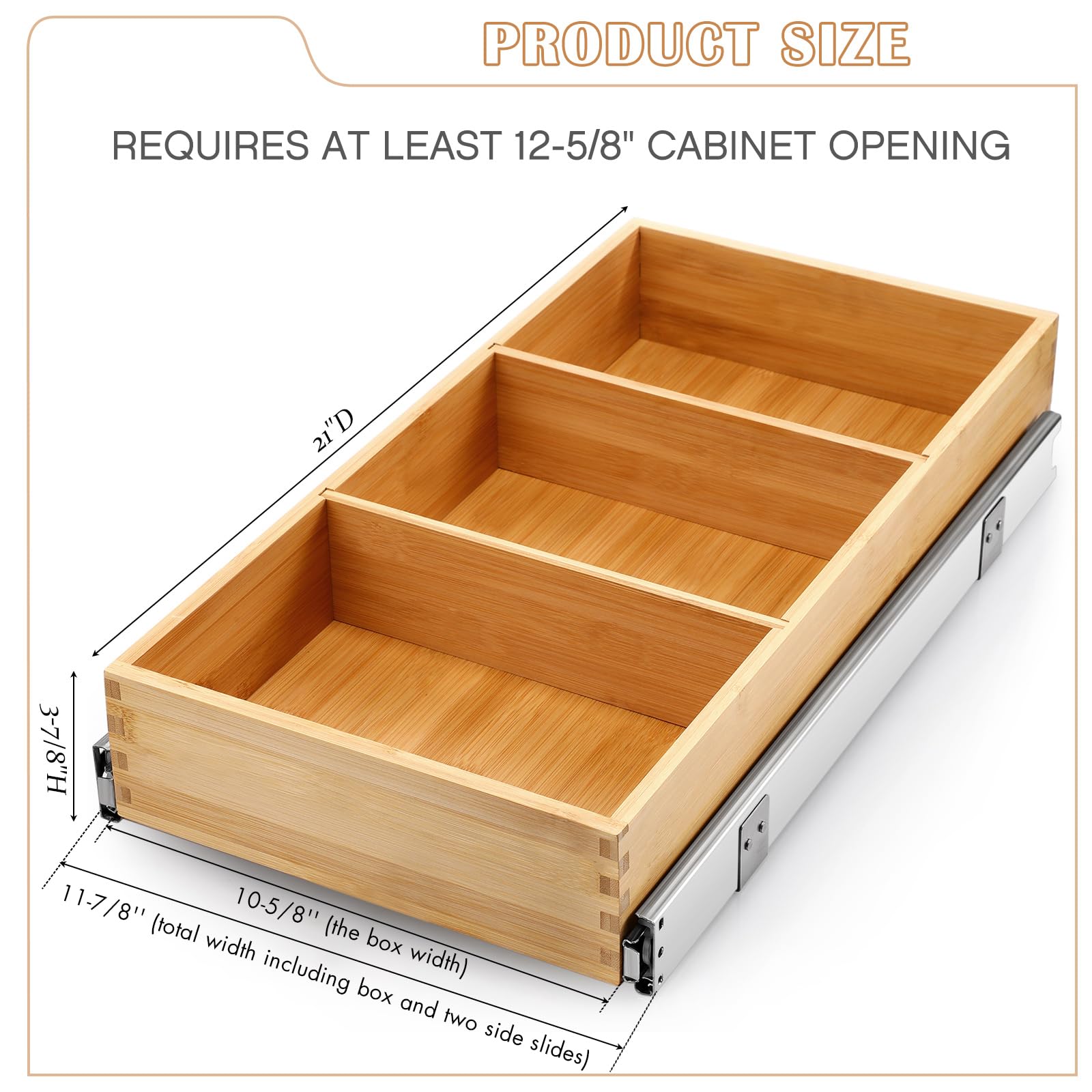 Premium Bamboo Pull-Out Cabinet Organizer - 12