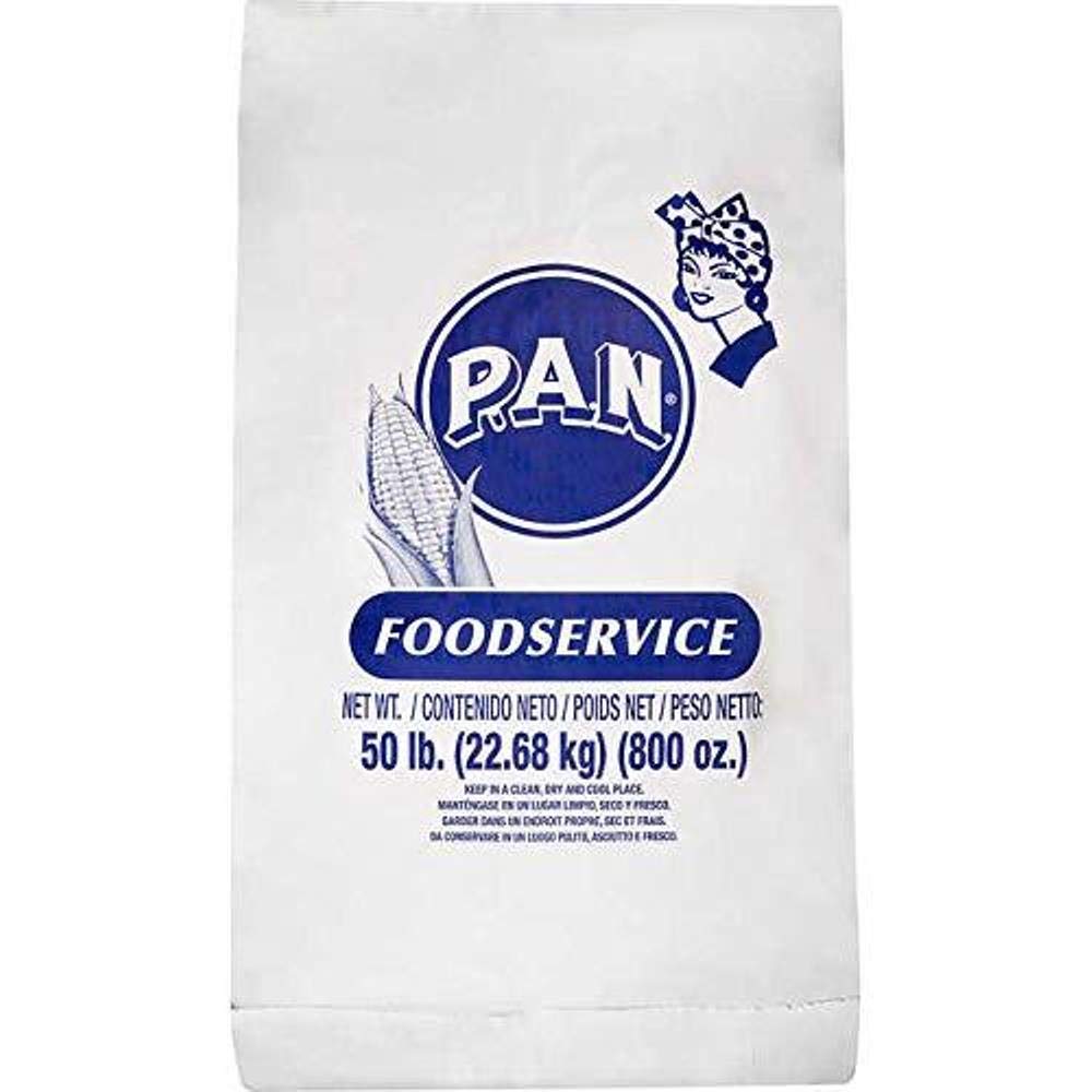 P.A.N. Pre-Cooked White Corn Meal - 50 lb Bulk Pack of Gluten Free & Kosher Certified Flour for Arepas, Empanadas & Latin American Cooking