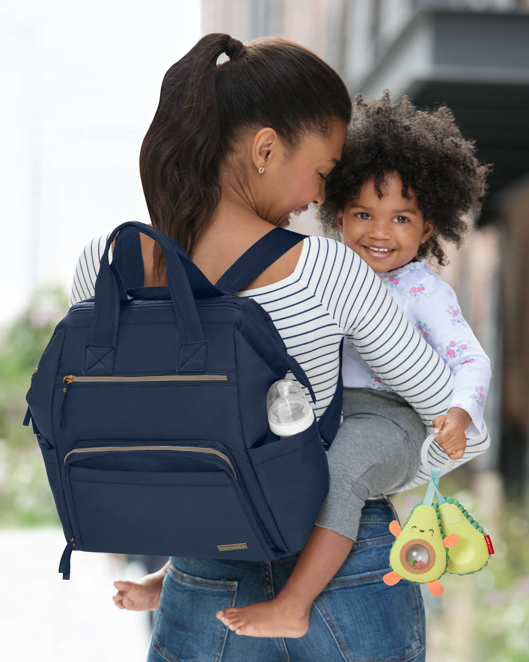 Skip Hop Main Frame Wide Open Backpack - Spacious Diaper Bag for Parents, Navy Blue | Perfect for Daycare, Travel & Everyday Use with Baby Essentials