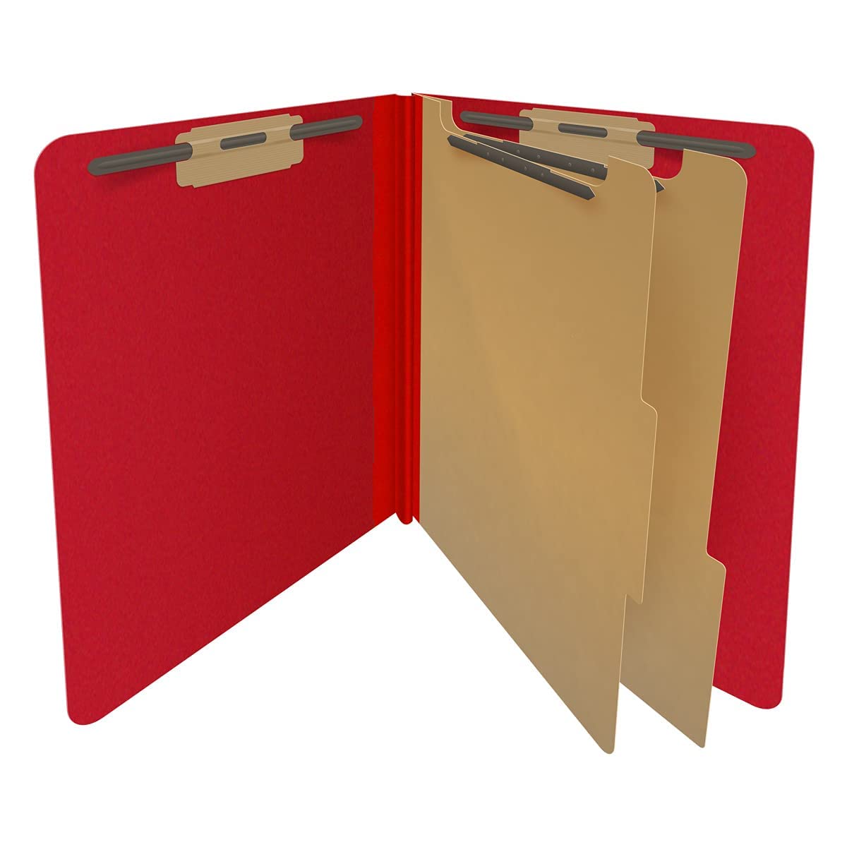 25-Point Pressboard Classification Folders with Full Cut End Tab, Letter Size, 2 Dividers - Deep Red (Box of 10) - Perfect for Office Filing, Document Organization & School Projects