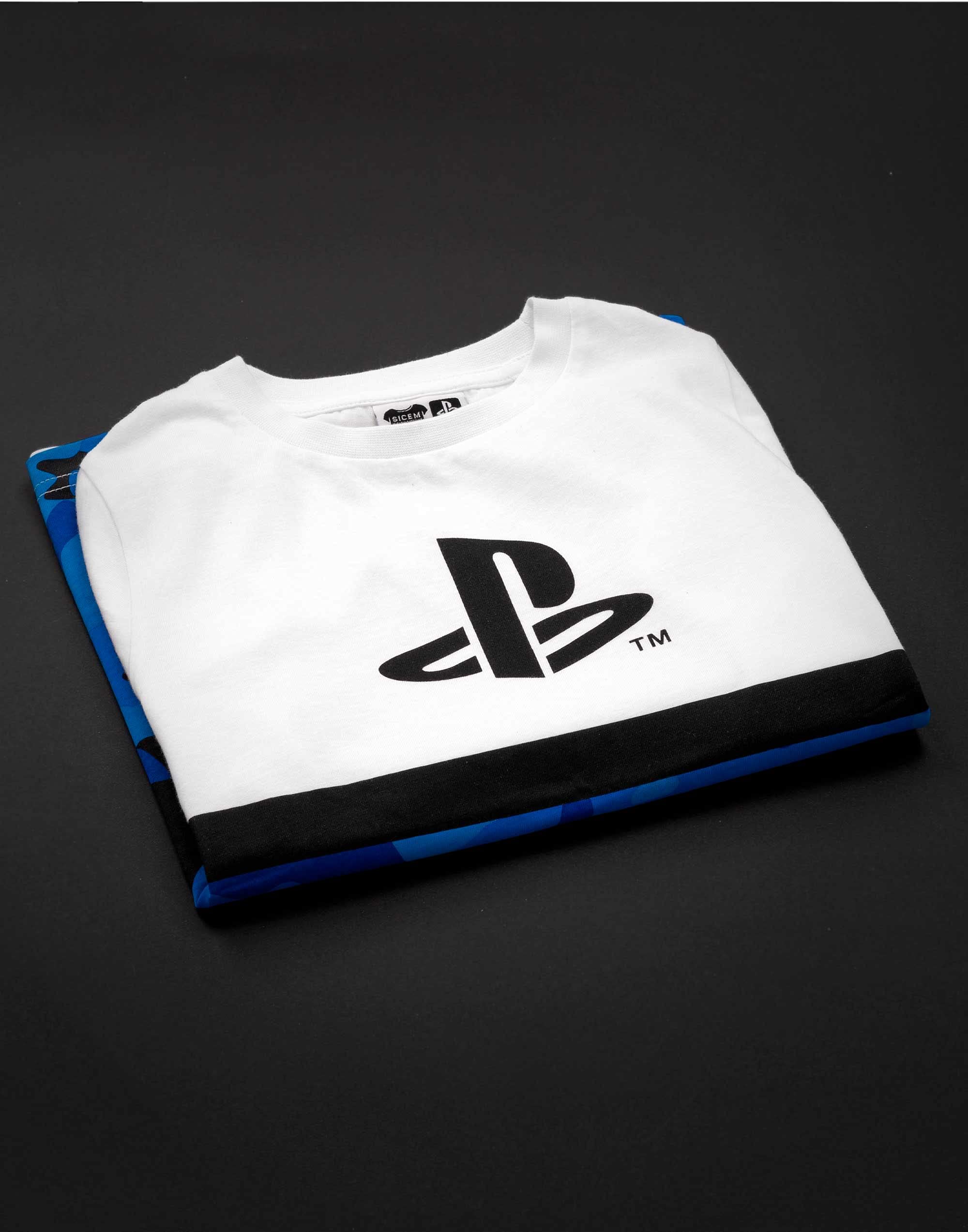 PlayStation Kids Camo T-Shirt for Boys - Blue & White Logo Short Sleeve Gaming Top | Perfect for Birthday Gifts & Casual Wear
