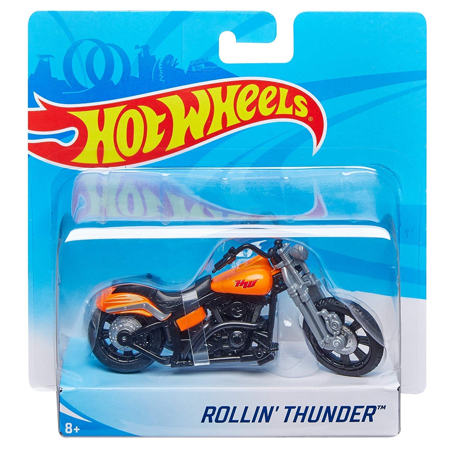 Hot Wheels Street Power Orange Rollin' Thunder Motorcycle Toy - Die-Cast Vehicle for Kids & Collectors - Perfect for Racing, Stunt Shows & Display Collections
