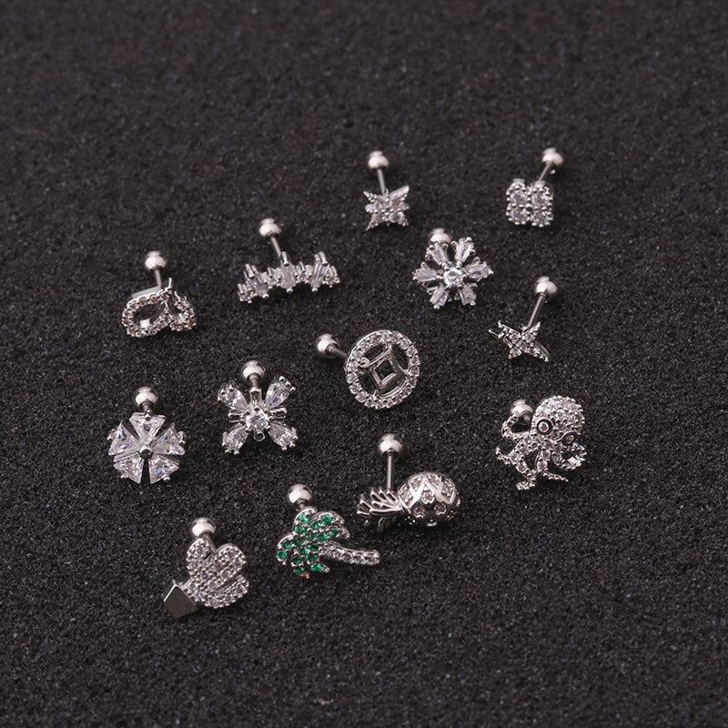 20G Pineapple Cactus Conch Daith Stud Earrings - Hypoallergenic Body Jewelry for Cartilage Piercing | Perfect for Everyday Wear, Parties & Gifts | HSPJ1980