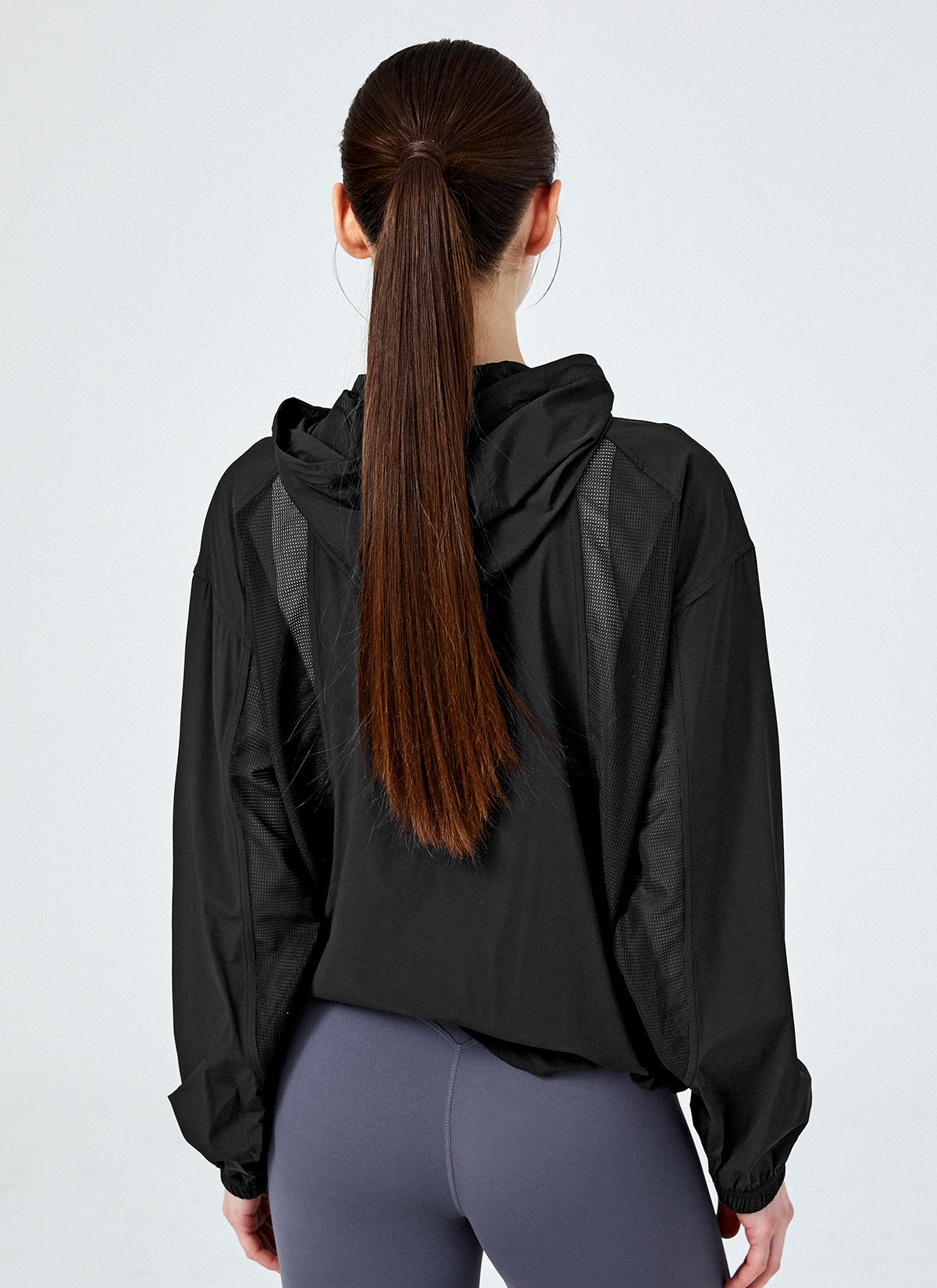 Breathable Mesh Hooded Crop Windbreaker Jacket - Lightweight & Stylish for Running, Hiking & Outdoor Activities