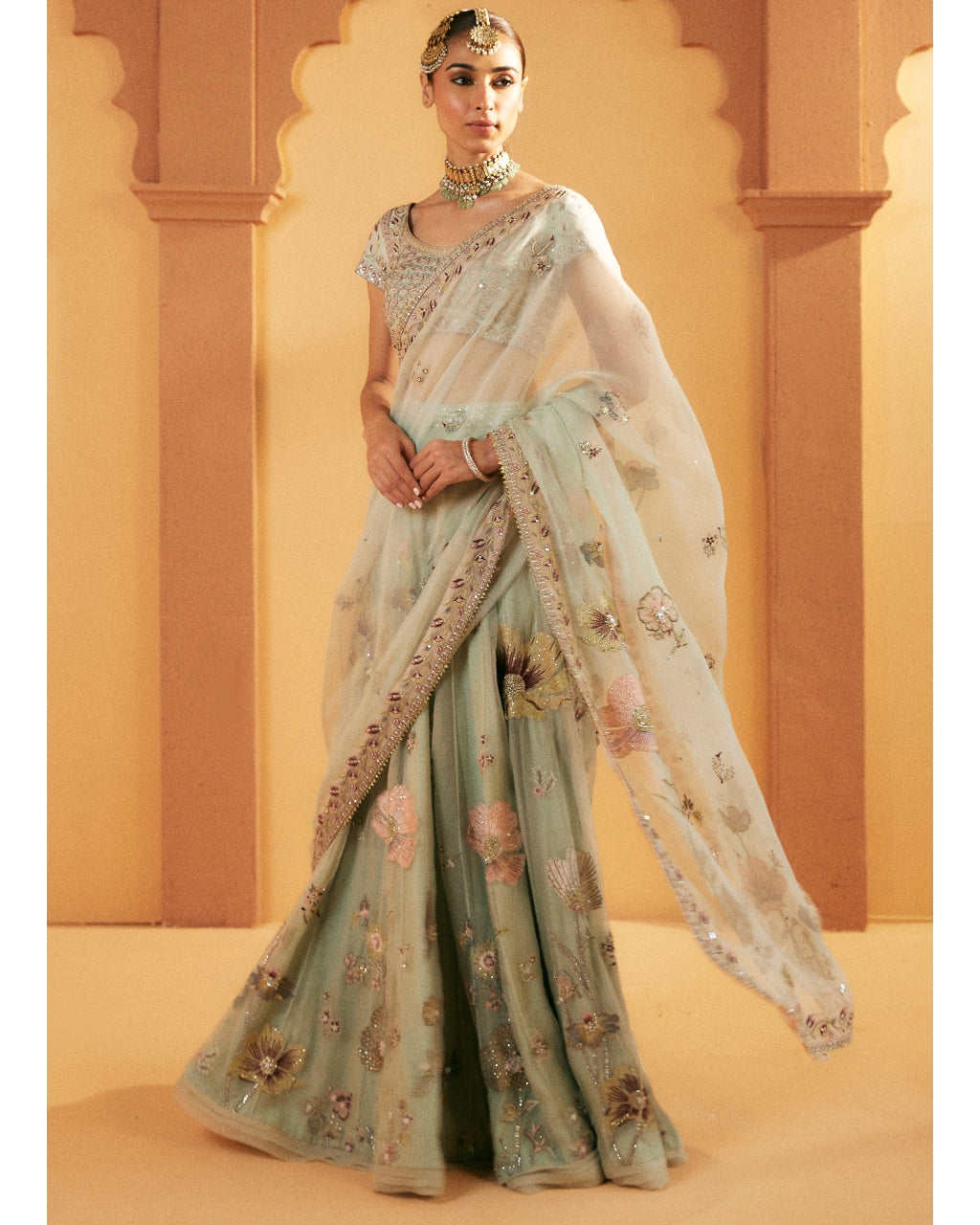 Exquisite Aquamarine Embroidered Lehenga Set for Women | Traditional Indian Bridal Party Wear | Perfect for Weddings, Festivals & Special Occasions