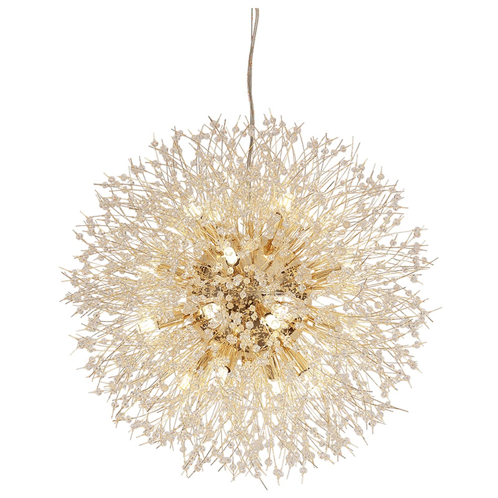 Luxury Crystal Chandeliers - Modern Dandelion Sputnik Chandelier Gold Ceiling Light Fixture with 16 Lights for Dining Room, Kitchen, Living Room, Restaurant - Elegant Lighting for Home Decor & Commercial Spaces