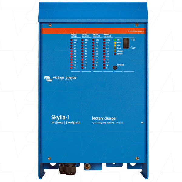 24V 100A Skylla-i IP44 Waterproof Battery Charger for SLA & LiFePO4 Batteries - Triple Output Marine/RV/Solar Power System Charging Solution