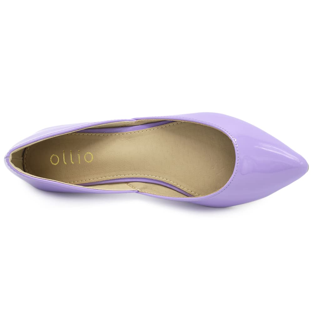 Ollio Women's Patent Leather Slip On Ballet Flats - Comfortable Lightweight Pointed Toe Shoes for Work, Office & Casual Wear | F110 Style