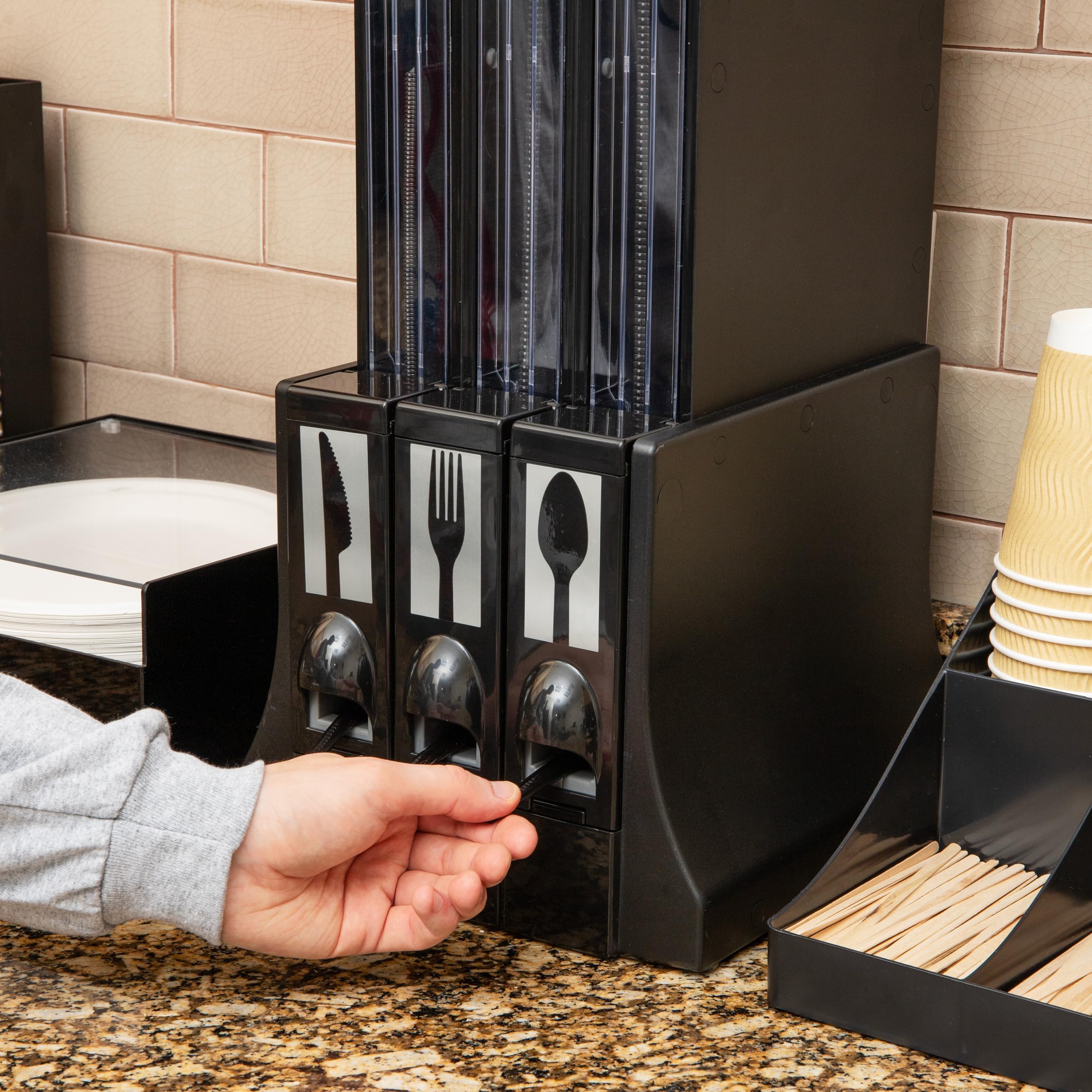 Mind Reader Utensil Dispenser - Silverware Organizer for Kitchen, Plastic Fork & Spoon Holder (10.25