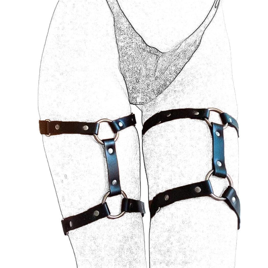 Sexy Punk Body Chain & Leather Leg Harness - Gothic Layered Waist Chain for Women | Perfect for Rave Parties, Nightclubs & Festival Outfits | Edgy BDSM Fashion Accessory