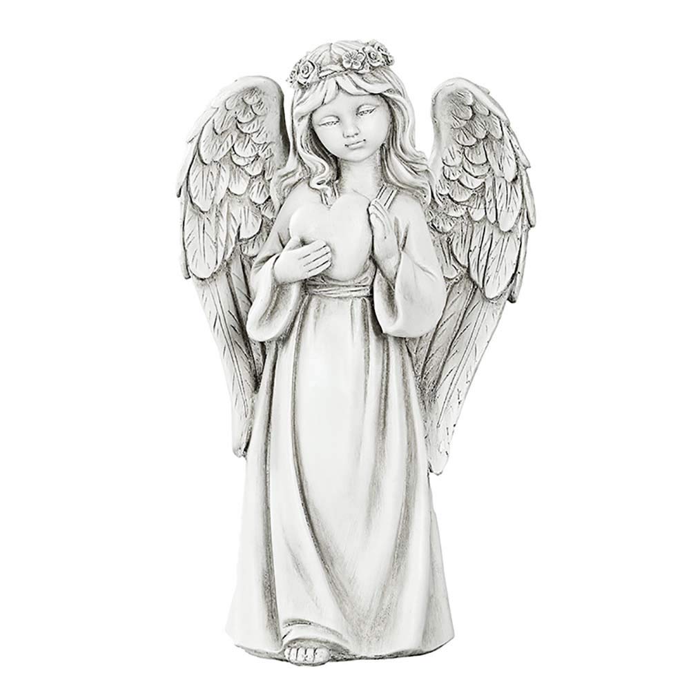 TY&WJ Large Outdoor Angel Garden Statue with LED Lights - Heart Decor Battery-Powered Glowing Yard Sculpture for Girls, Patio, Lawn & Gardening | Perfect for Backyard Decor, Christmas Displays & Fairy Garden Themes