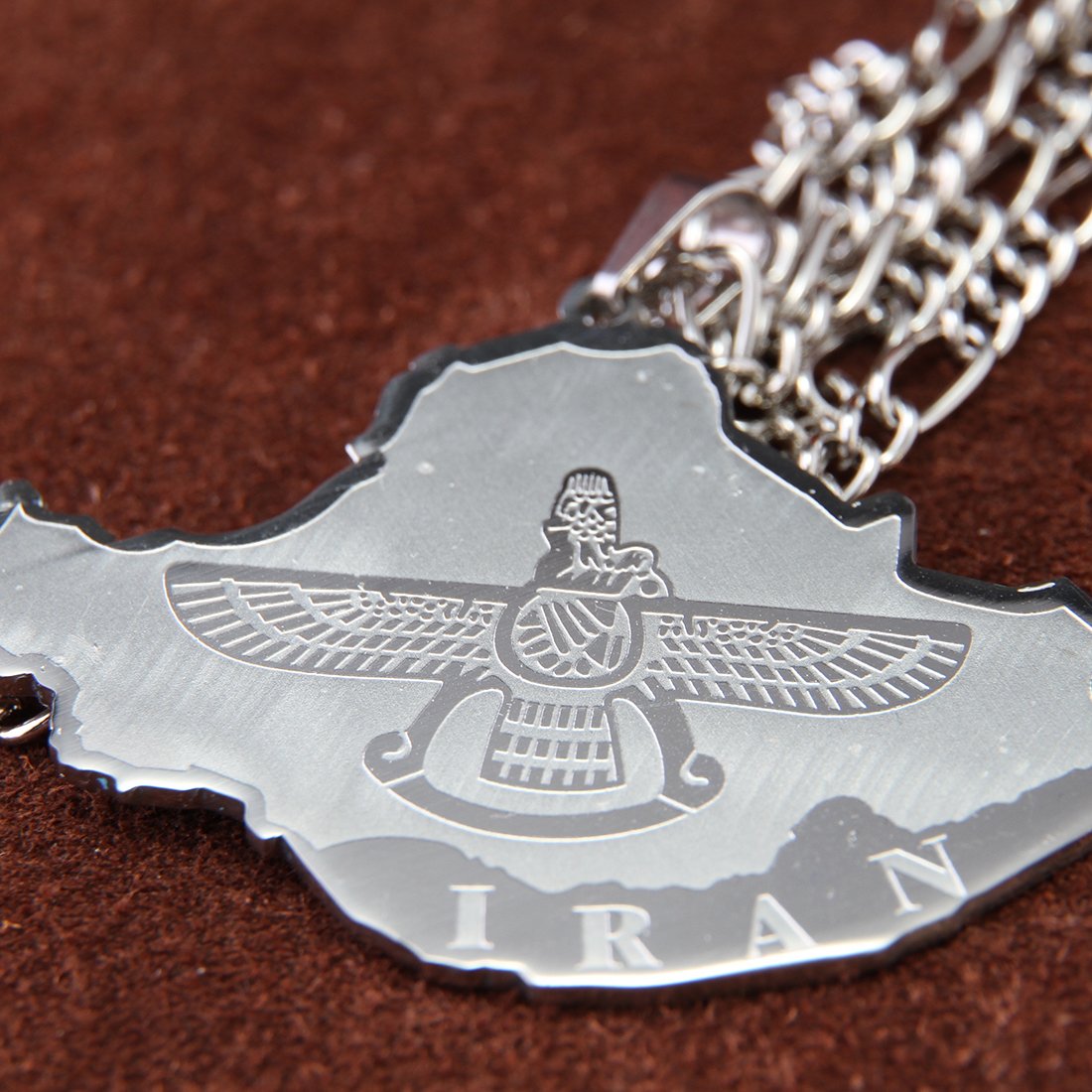 Persian Farohar Farvahar Necklace - Iranian Map Charm Pendant for Men & Women - Perfect for Cultural Pride, Gifts & Spiritual Jewelry