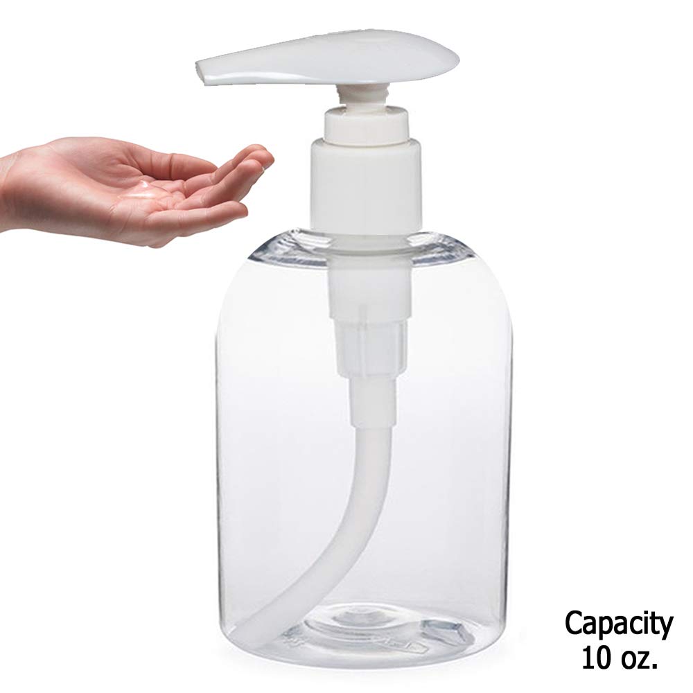 Refillable 11oz Plastic Liquid Soap Dispenser Pump Bottle - Empty Lotion & Cream Container for Bathroom, Kitchen & Travel Use
