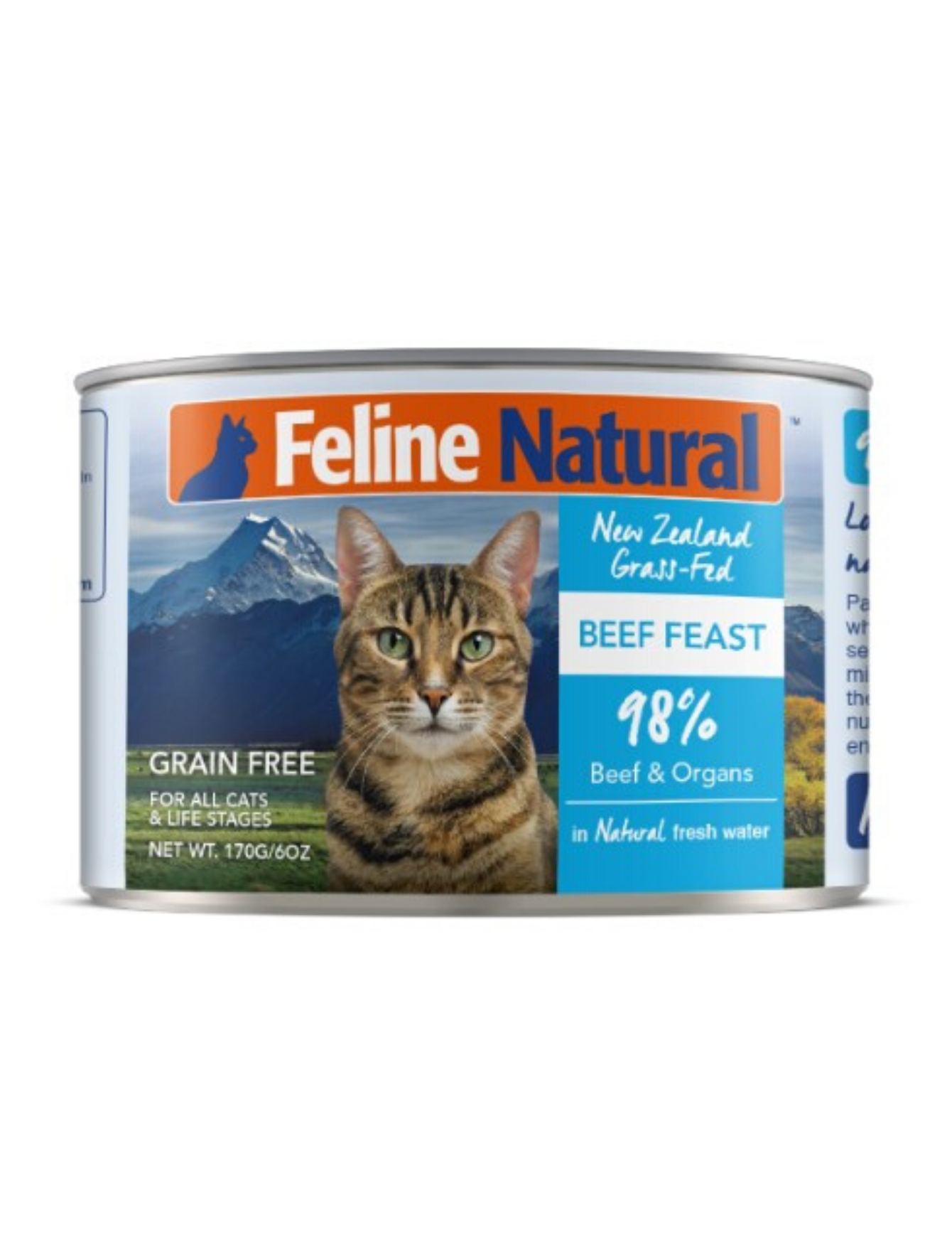 Feline Natural Grain-Free Beef Feast Canned Cat Food 170g - High Protein Wet Food for Adult Cats - Perfect for Mealtime & Weight Management