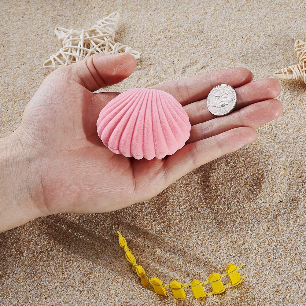 FASHEWELRY Pink Velvet Jewelry Gift Box - Elegant Shell-Shaped Ring & Earring Storage Case for Wedding, Valentine's Day, Birthday, Anniversary - Perfect for Jewelry Presentation & Special Occasion Gifting
