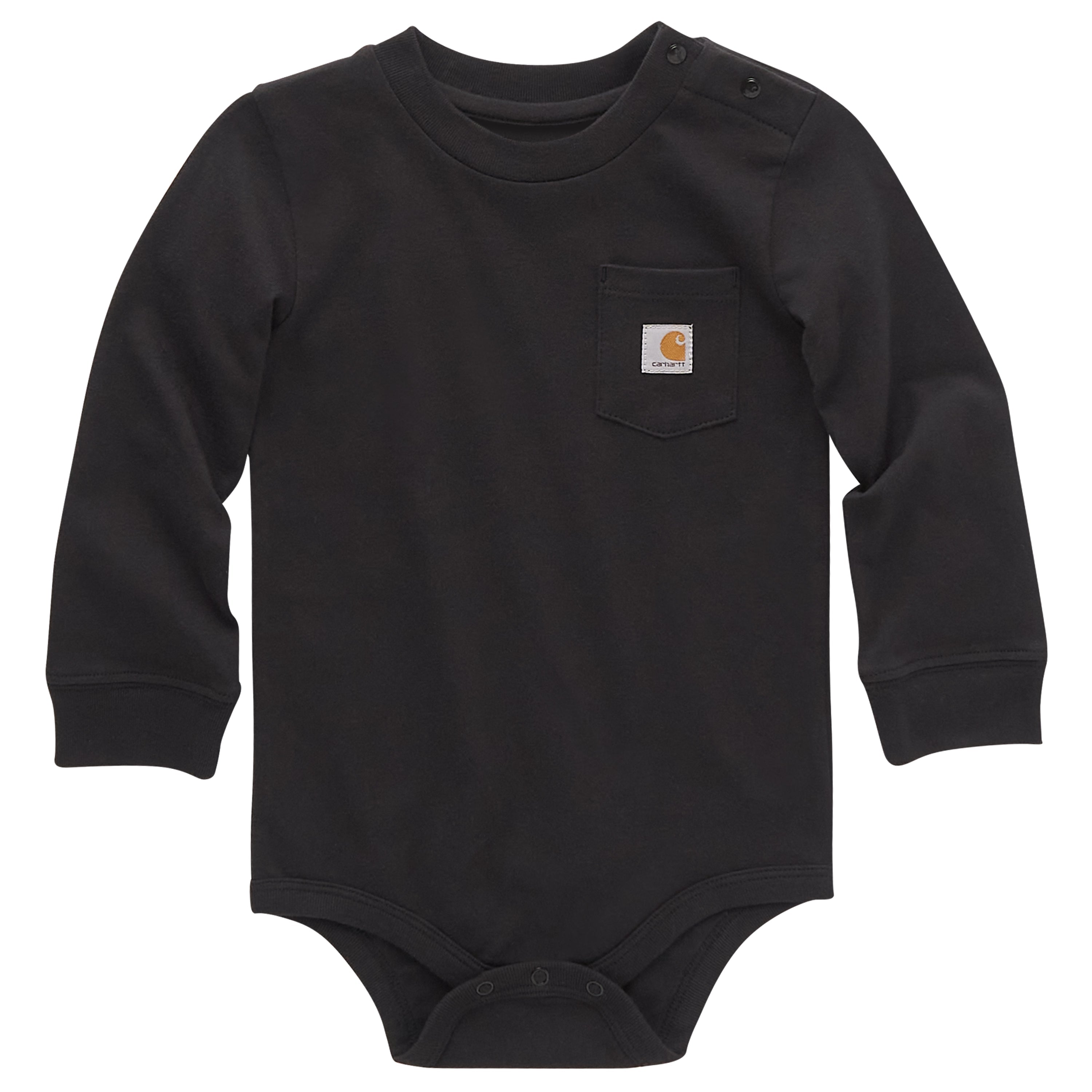 Carhartt Baby Long Sleeve Bodysuit with Logo & Chest Pocket - Soft Cotton Onesie for Infants 0-24 Months | Perfect for Playtime, Daycare & Family Outings