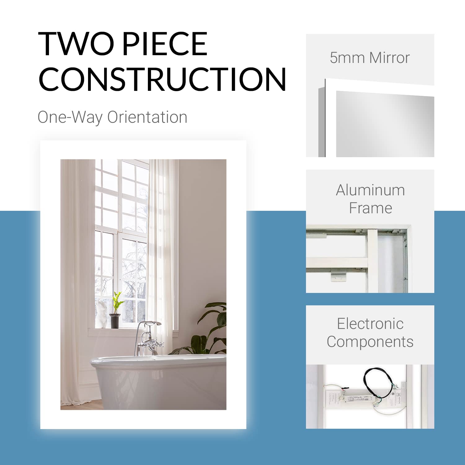 20x28 Inch LED Vanity Mirror with Anti-Fog Glass - Modern Rectangle Bathroom Mirror with Side Lights for Wall Mounting, Bedroom & Entryway Décor | Perfect Over Sink Makeup Mirror for Home & Dressing Room