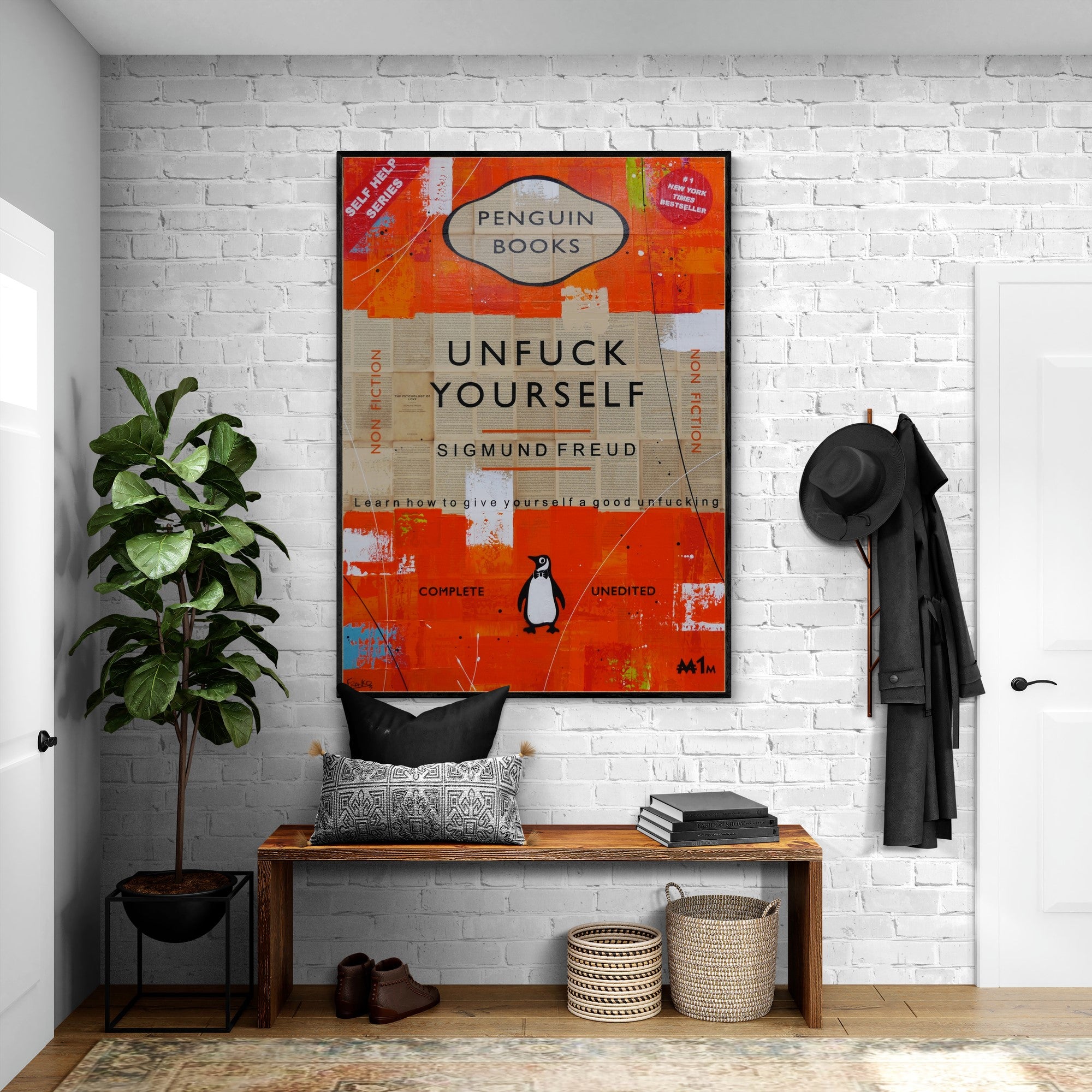 140cm x 100cm Unfuck Yourself Motivational Wall Art - Urban Pop Book Club Painting for Home Office Decor & Self-Improvement Inspiration