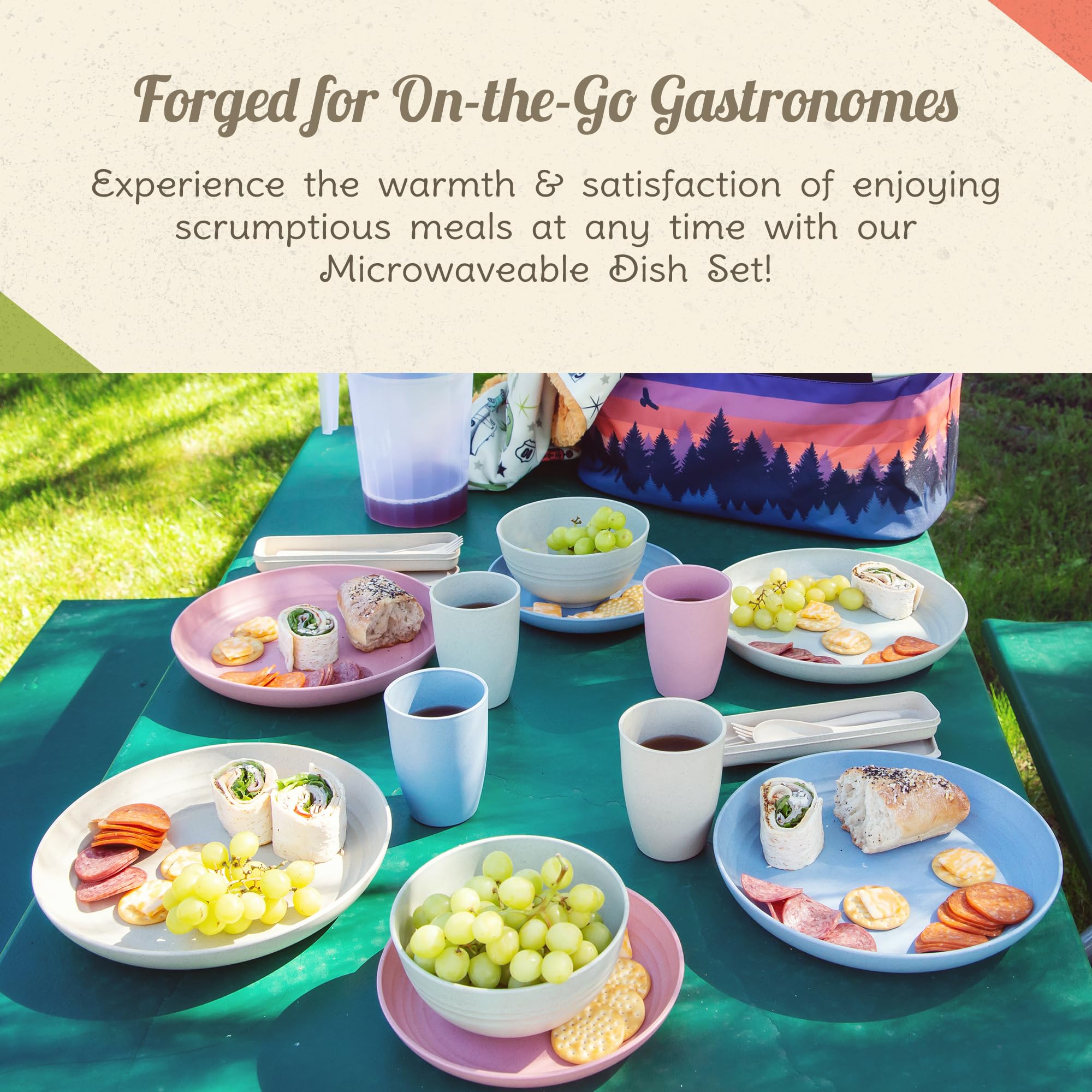 Eco-Friendly 8-Piece Wheat Straw Dinnerware Set - 2 Bowls, 2 Cups, 2 Small & 2 Large Plates - BPA Free, Dishwasher & Microwave Safe Camping & RV Dishes - Perfect for Outdoor Picnics, Camping Trips & RV Travel (Rustic Red)