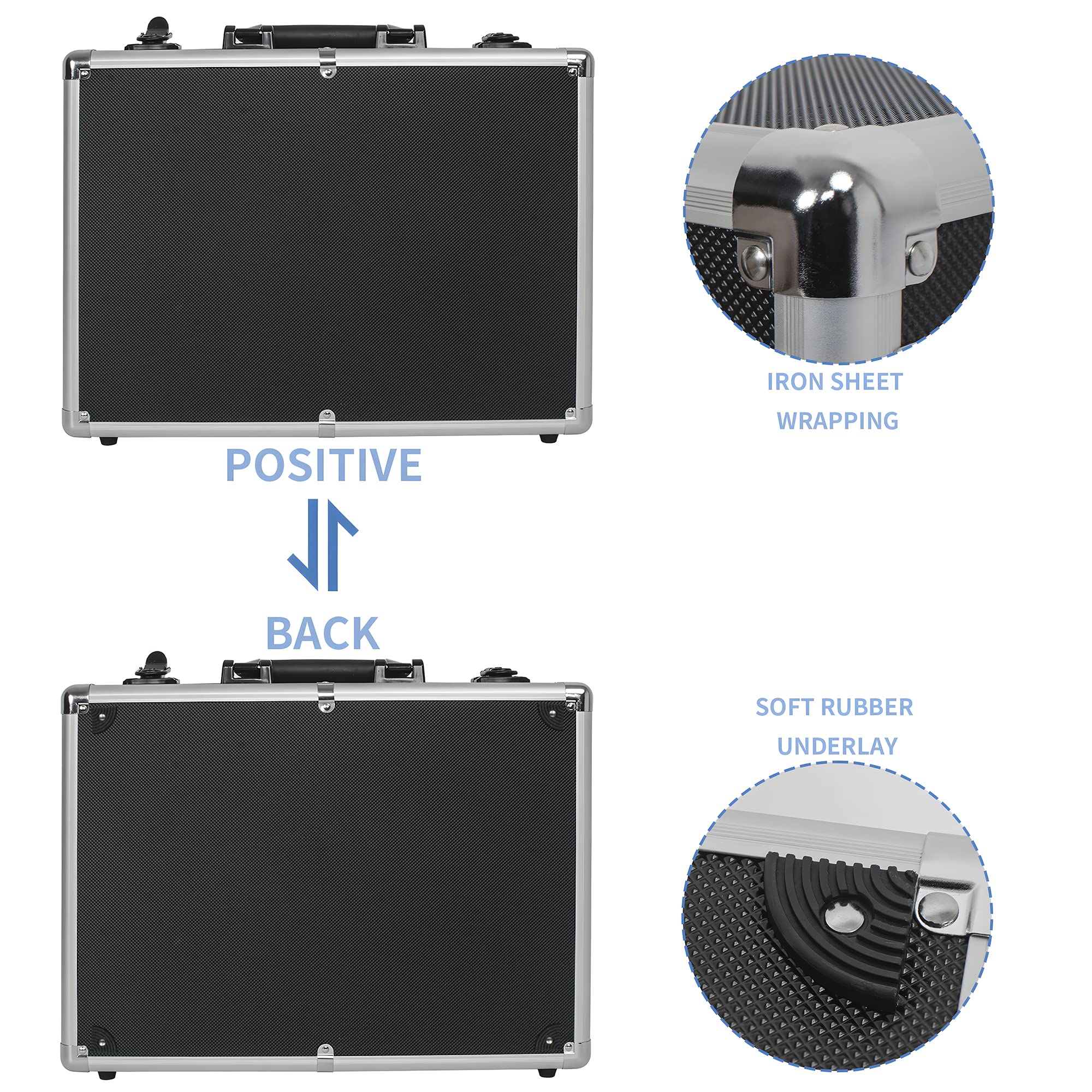 17 Inch Heavy Duty Aluminum Alloy Hard Shell Carrying Case - Protective Storage for Wireless Microphone Systems, Camera Equipment & Electronics - Customizable Pre-Cut Foam Interior - Perfect for DJ Gear, Photography & Travel Accessories - Durable Black Case for Professional Use