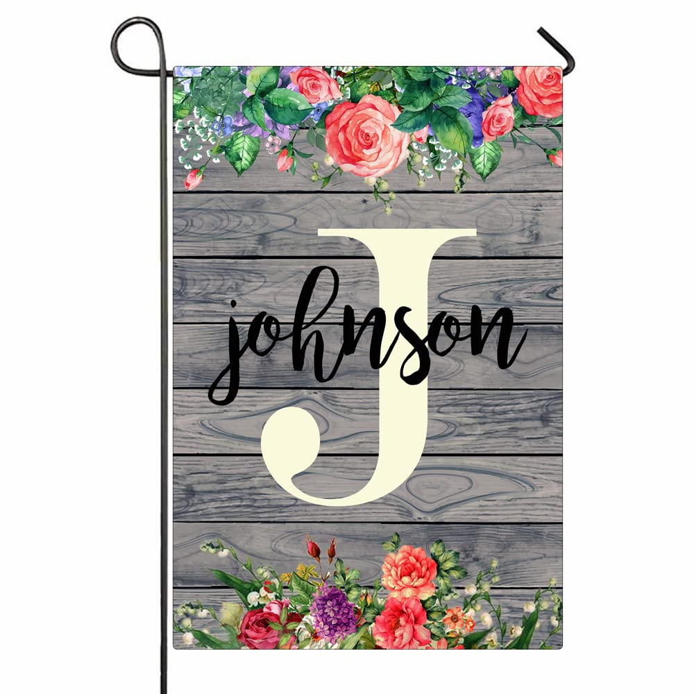 Custom Monogrammed Garden Flag - Personalized Welcome Home Flag with Family Name & Floral Design - Double Sided 12x18 Inch Outdoor Yard Decoration for Porch, Lawn & Front Door Decor