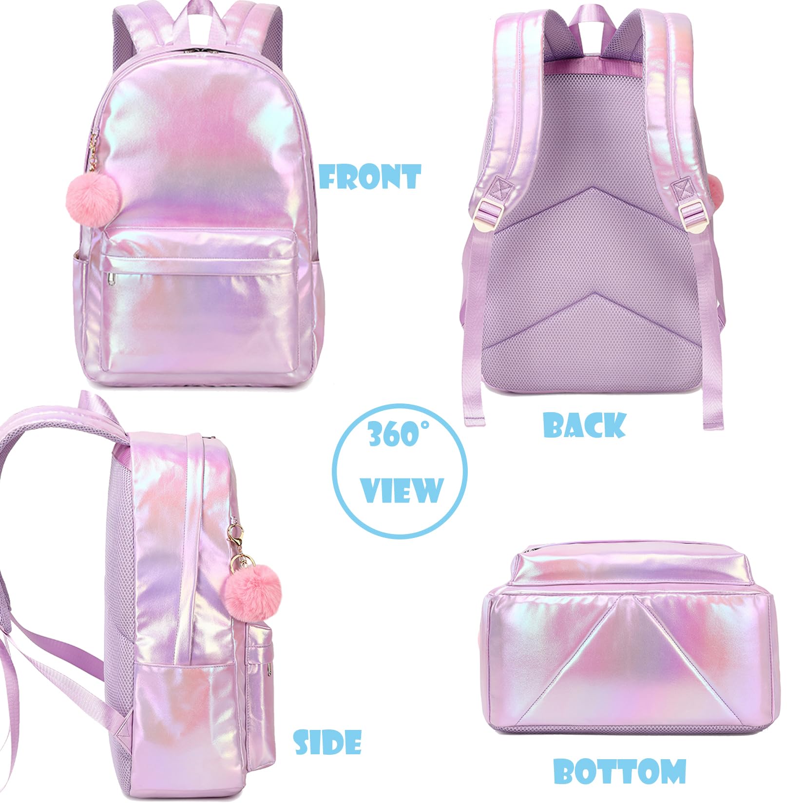 **Girls Backpack for School - 16 Inch Laptop Backpack with Lunch Box for Teens & Elementary Students - Durable Bookbag for Middle School, College & Travel**    *(Perfect for Daily School Use, Study Trips, and Outdoor Adventures!)*