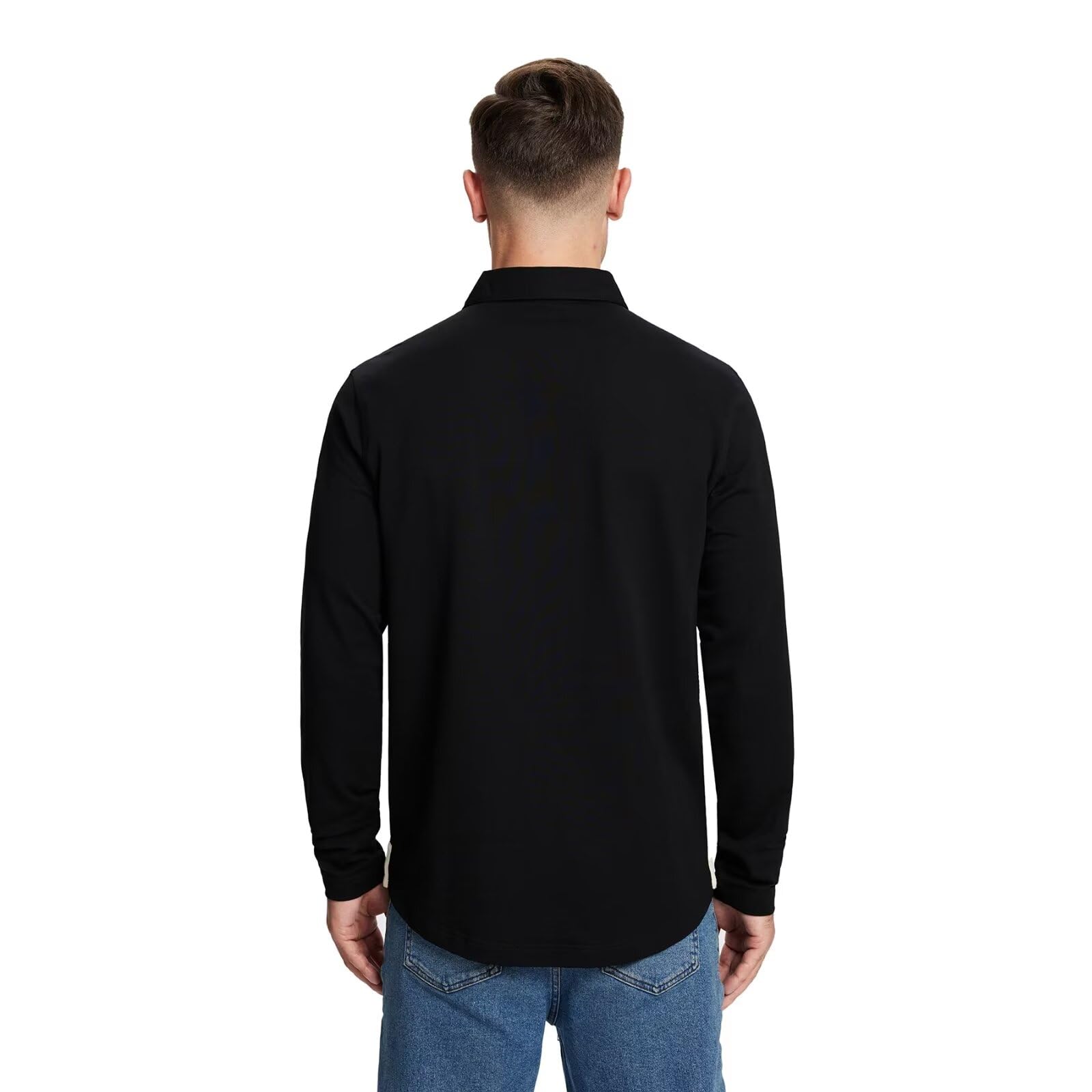 Men's Casual Cotton Blend Polo Shirts - Short & Long Sleeve with Pocket | Solid Color Drop Cut Collar Shirts for Work, Golf & Everyday Wear