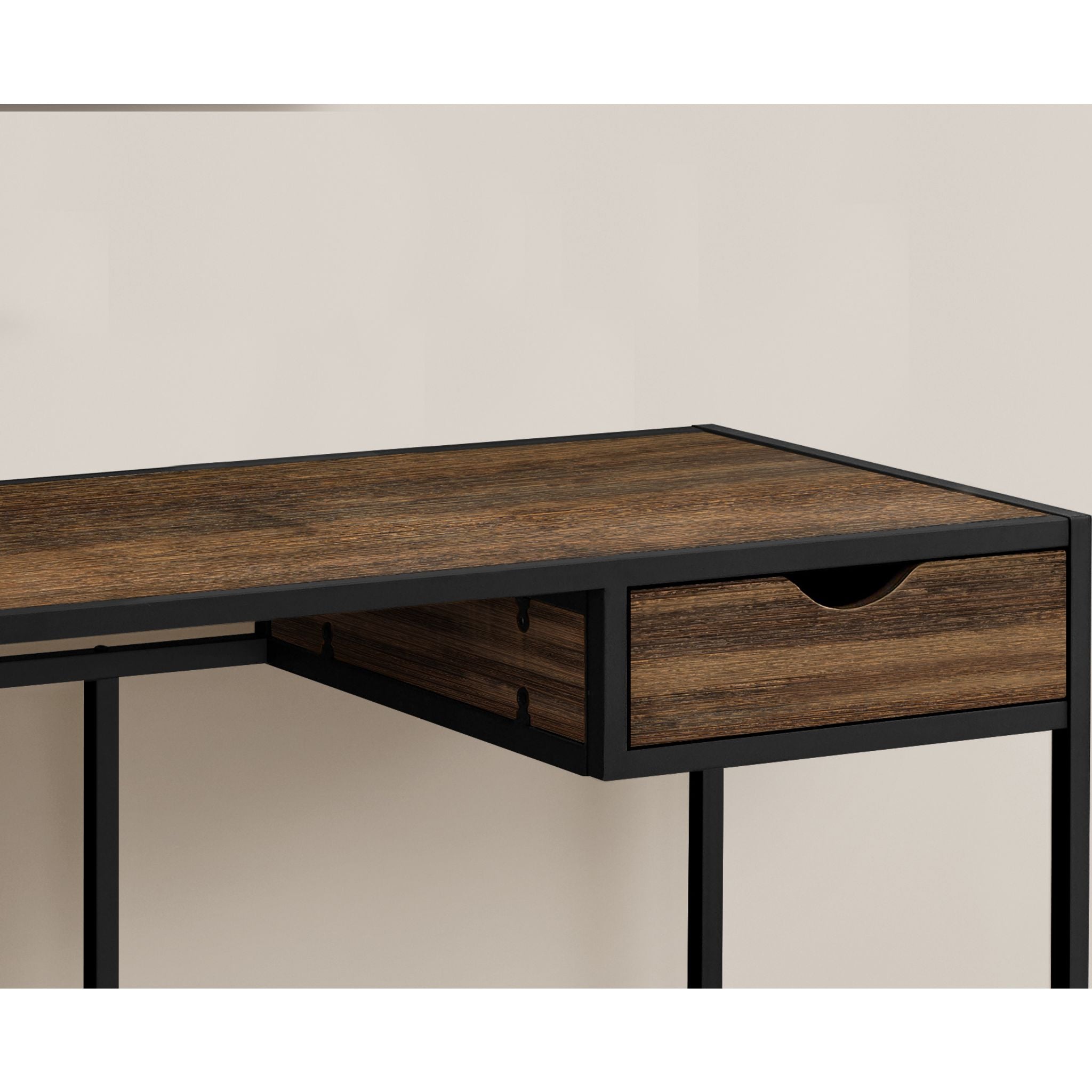 42 Inch Wooden Computer Desk with Storage Shelf - Brown & Black Finish for Home Office, Study, or Gaming Room