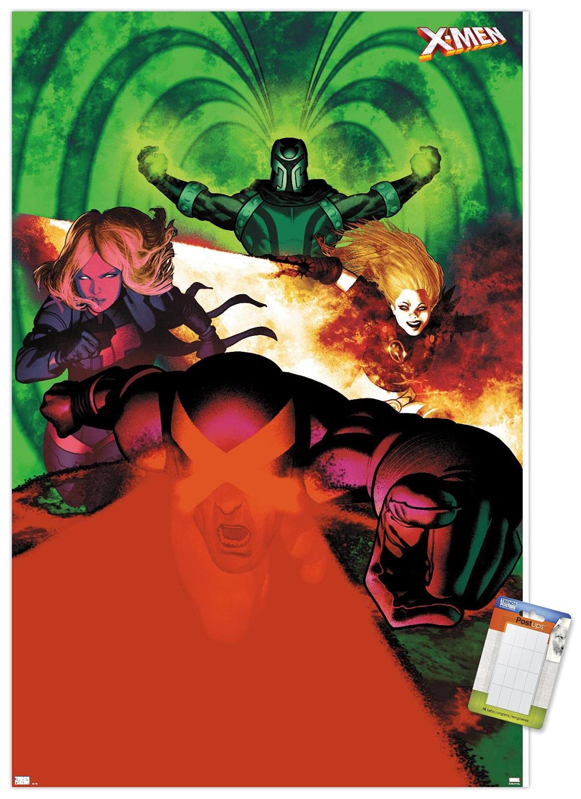 Marvel Comics X-Men Wall Poster Set - Emma Frost, Magneto, Magik & Cyclops Premium Art Print (22.4x14.7 inches) with Mounting Bundle | Perfect for Comic Book Rooms, Game Theaters & Superhero Bedroom Decor