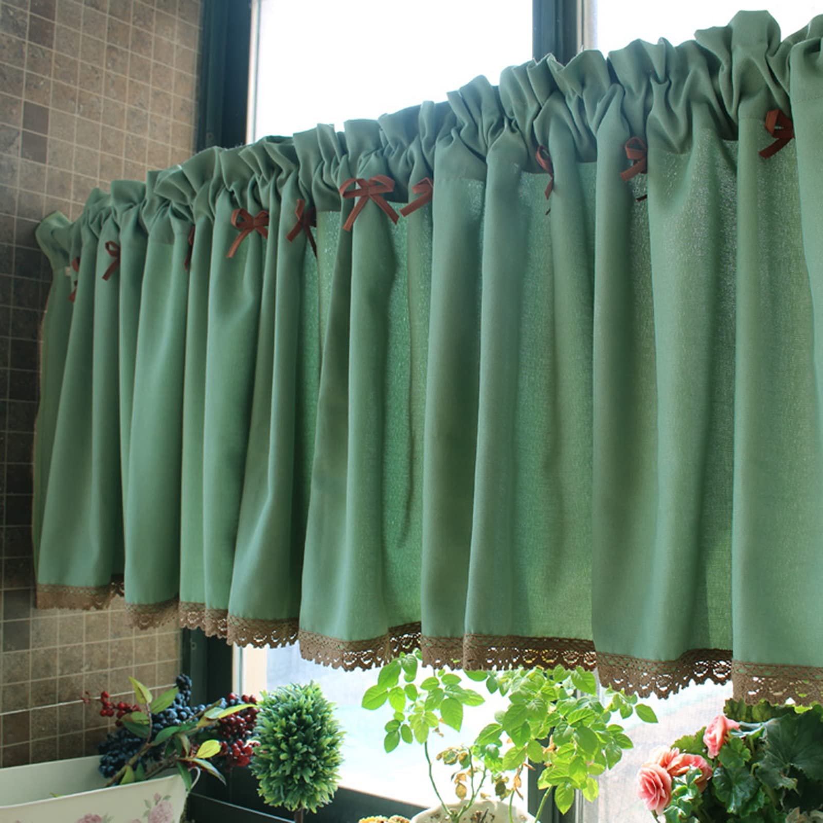 V3VOGUE Short Cafe Curtain Valance - Semi Blackout Window Treatment for Kitchen, Bathroom, Balcony & Cabinet Shelf - Home Decor, Room Divider & Privacy Drape - Dust Proof & UV Protection - Perfect for Small Windows, French Doors & Office Partitions (1 Piece)