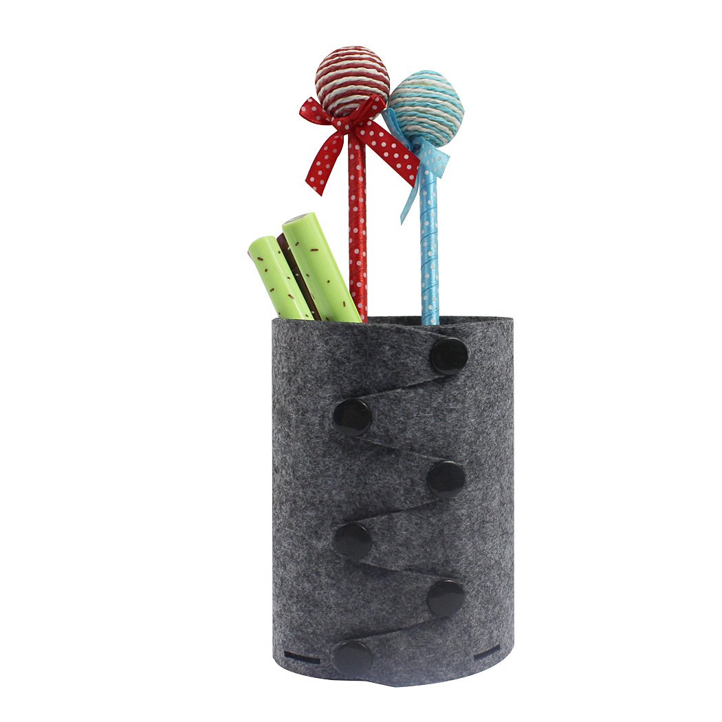 Creative Felt Round Pen Holder - Dark Grey Desk Organizer for Office & Home | Perfect for Pencils, Pens & Stationery Storage