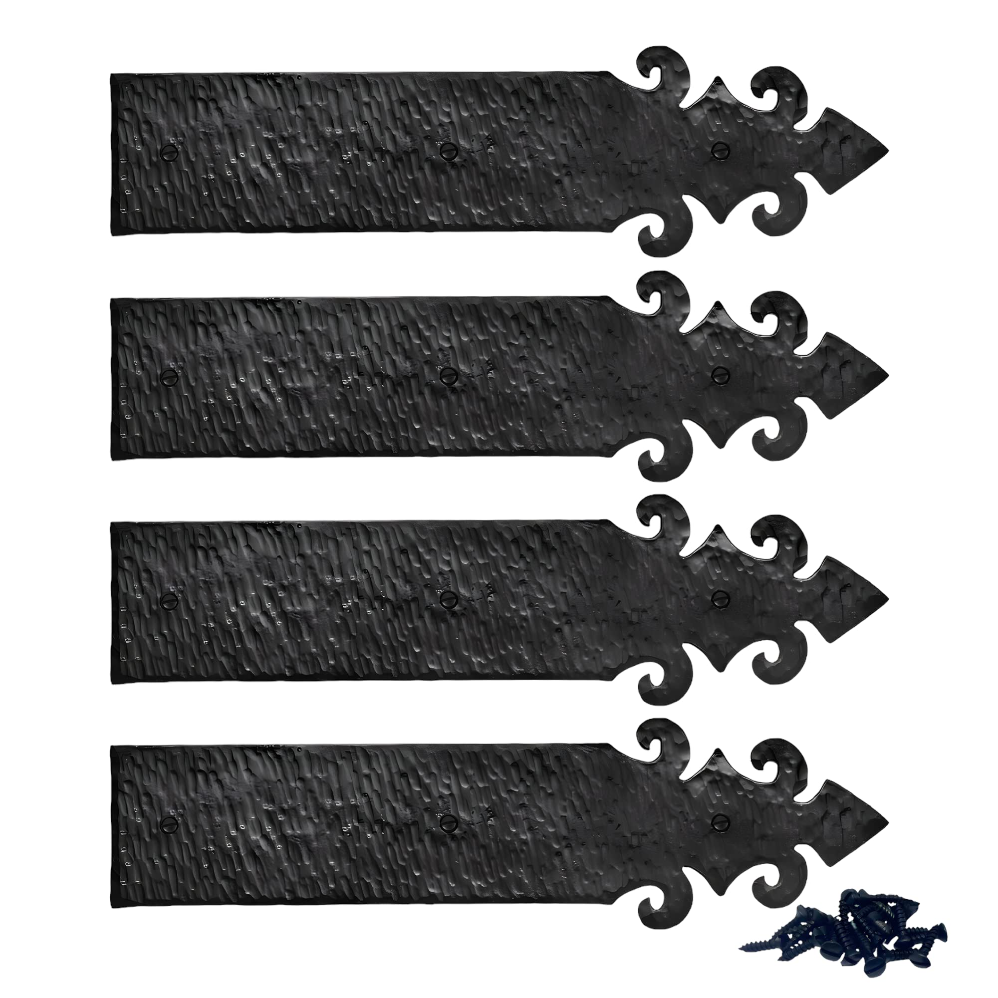4 Pack 12 Inch Black Faux Strap Hinges - Decorative Dummy Hinges for Farmhouse, Barn & Castle Doors - Rustic Iron Hardware for Shutters, Gates & Carriage Doors - The Milan Series - Perfect for Vintage Home Decor & DIY Projects