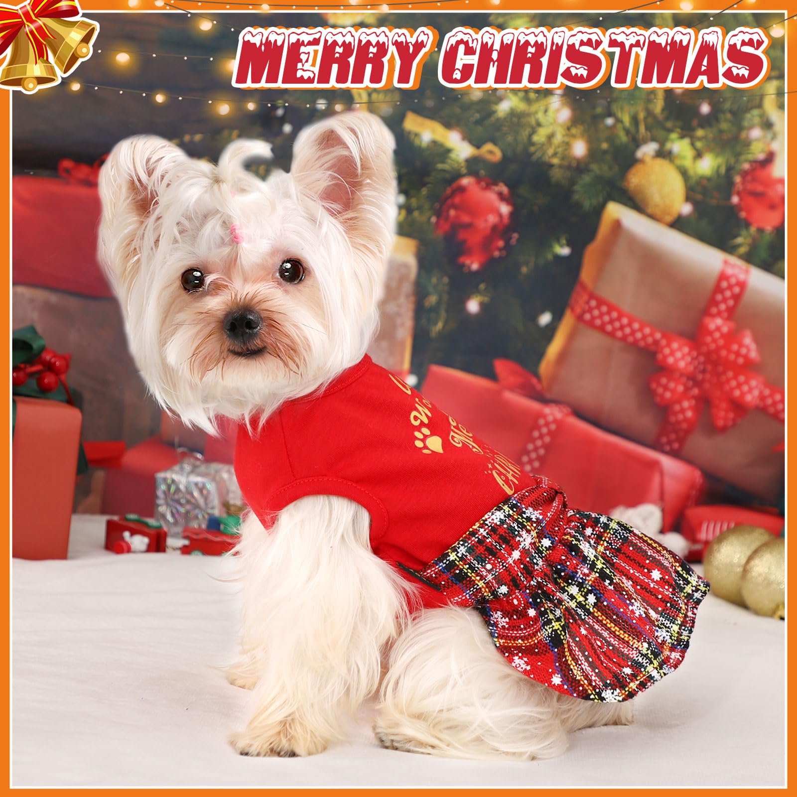 Christmas Dog Dresses for Small Dogs - Festive Holiday Pet Outfit for Chihuahua, Yorkie & Teacup Puppies - Cute Xmas Puppy Clothes & Cat Apparel (Small, Red) - Perfect for Holiday Photos & Family Gatherings