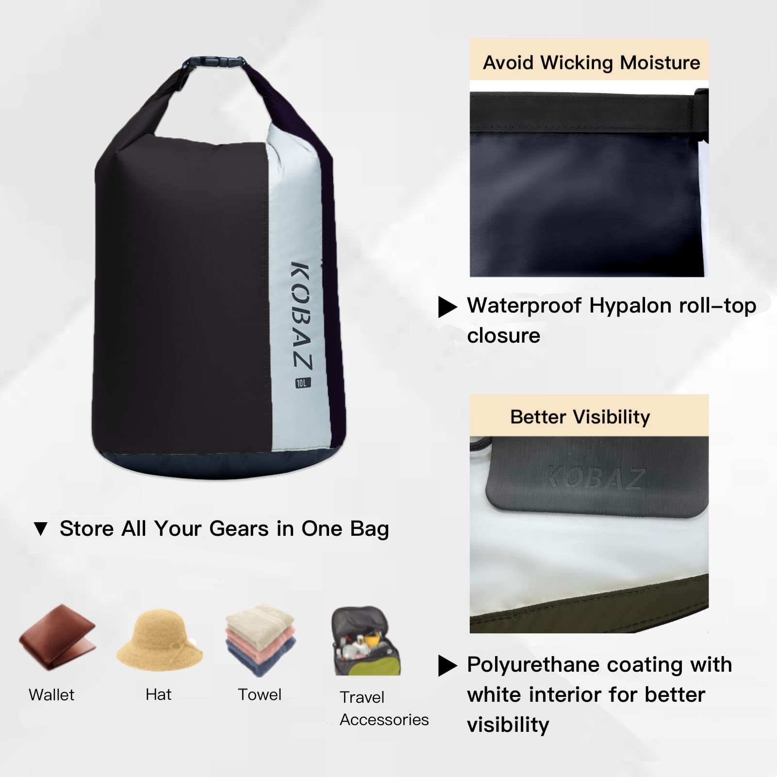 **10L/20L/35L Waterproof Dry Bag with Shoulder Strap - Ultra Lightweight Roll Top Dry Sack for Kayaking, Camping, Hiking & Beach - Waterproof Gear for Outdoor Adventures**