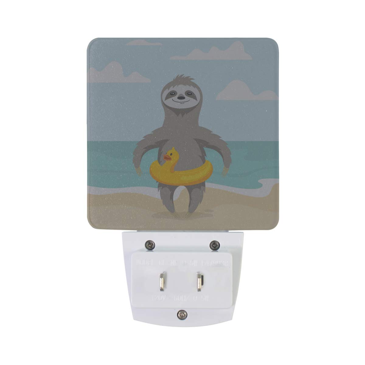 2 Pack Plug-in LED Night Light with Dusk to Dawn Sensor - Cute Sloth on The Beach Design, 0.5W Energy Saving for Bedroom, Bathroom, Hallway & Stairway - Perfect for Kids Room, Nursery, or as a Safety Light for Nighttime Navigation