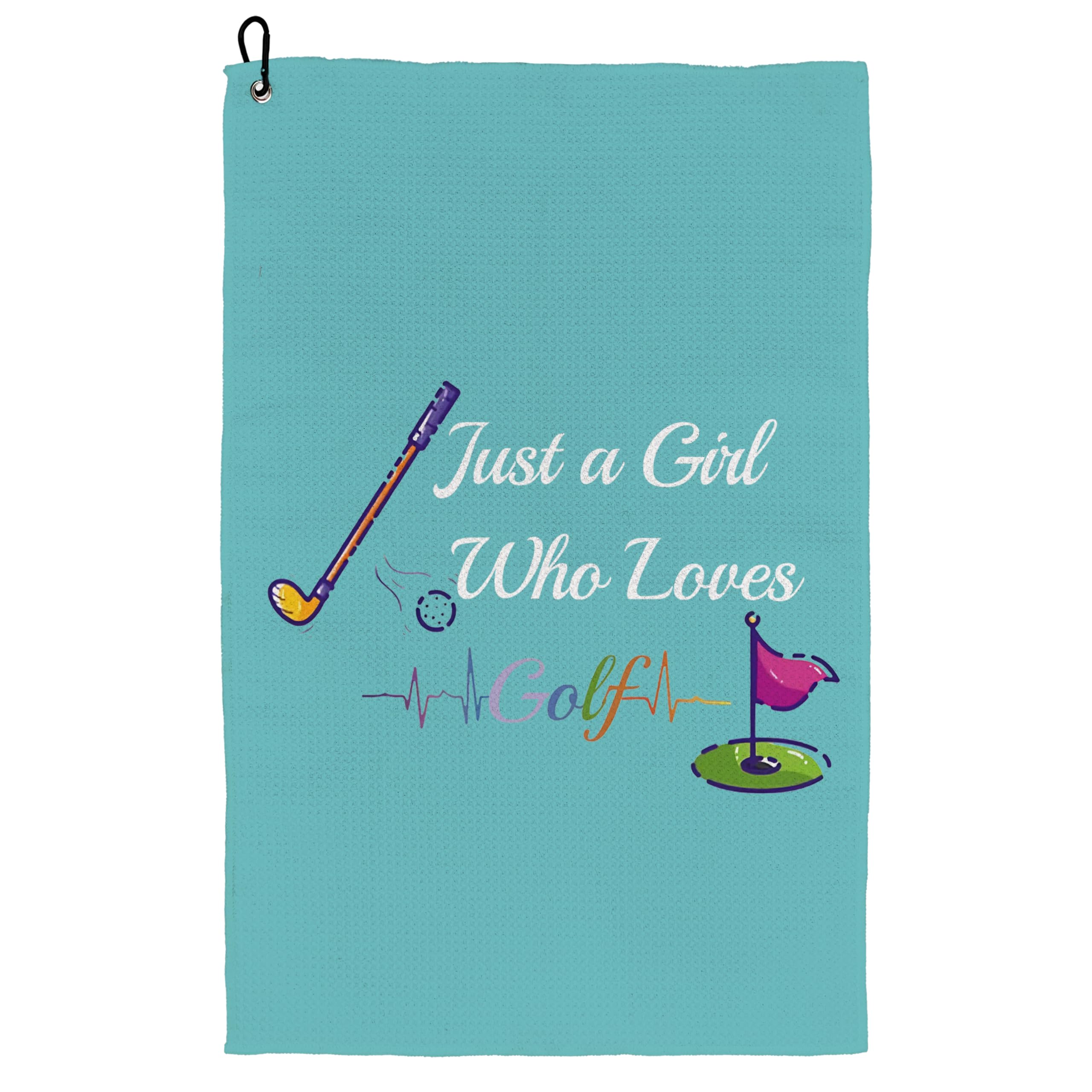 Premium Golf Towels for Women - 16x24 Inches with Clip, Soft & Absorbent Golf Bag Towel - Perfect Golf Gift for Female Golfers - Ideal for Golf Courses, Driving Range & Practice Sessions (Blue)