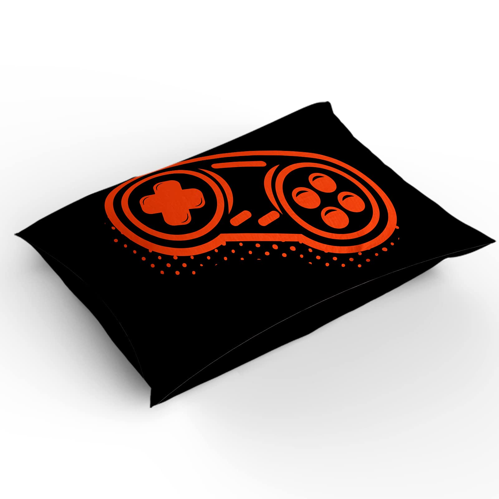 3-Piece Twin Duvet Cover Set with Zipper - Soft Microfiber Game Controller Print Bedding for Boys & Girls - Orange/Black Design - Perfect for Kids' Rooms, Gaming Themed Bedrooms & Photo Backdrops