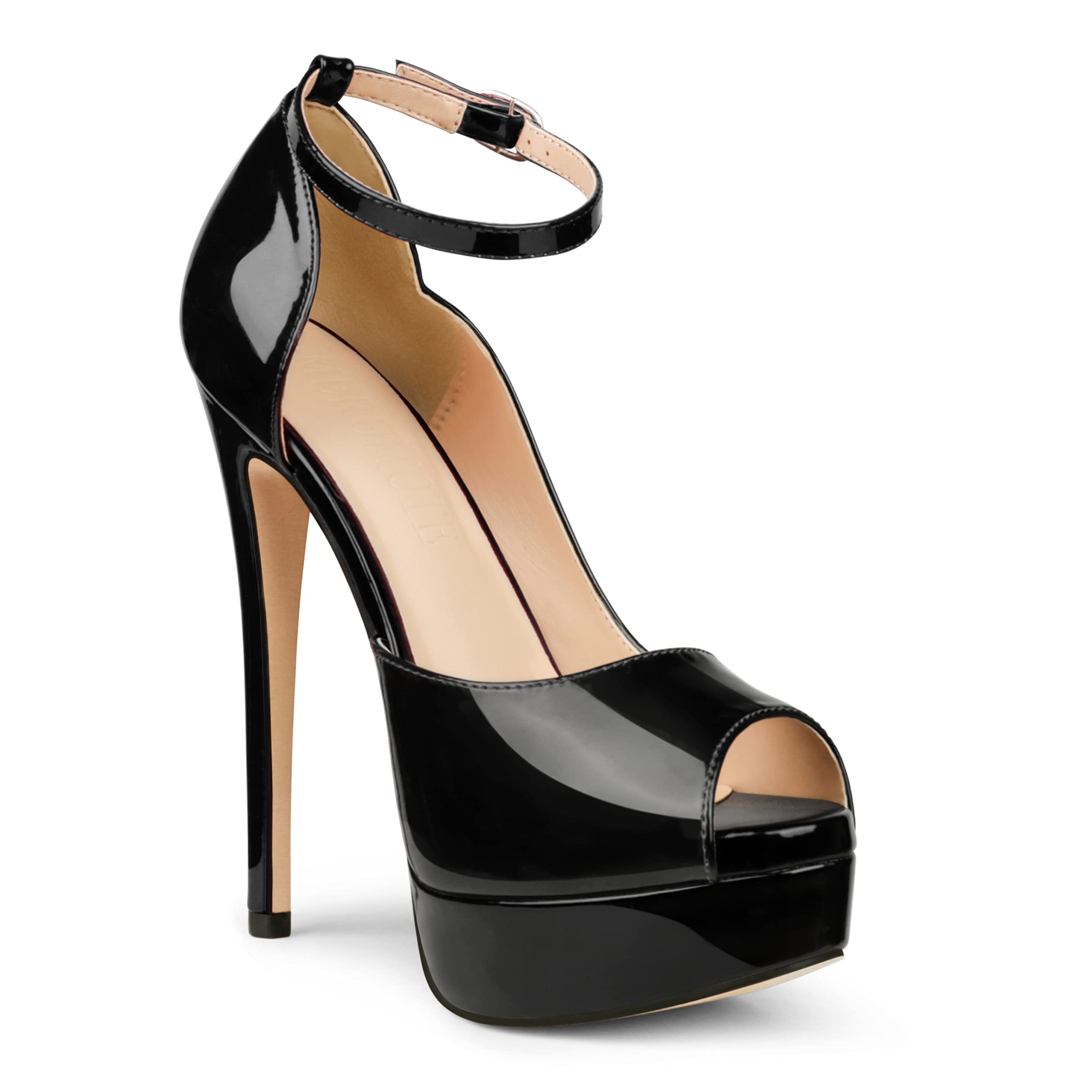 MERUMOTE Women's High Heels 6 Inch Platform Stiletto Pumps - Peep Toe Dress Shoes for Wedding, Party & Evening Wear - Comfortable Sexy Heels for Women's Formal Occasions