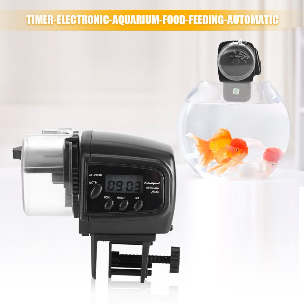 Automatic Fish Feeder with Digital LCD Display - Programmable Electronic Aquarium Food Dispenser Timer for Freshwater & Saltwater Tanks - Perfect for Vacation, Office, or Home Aquarium Care
